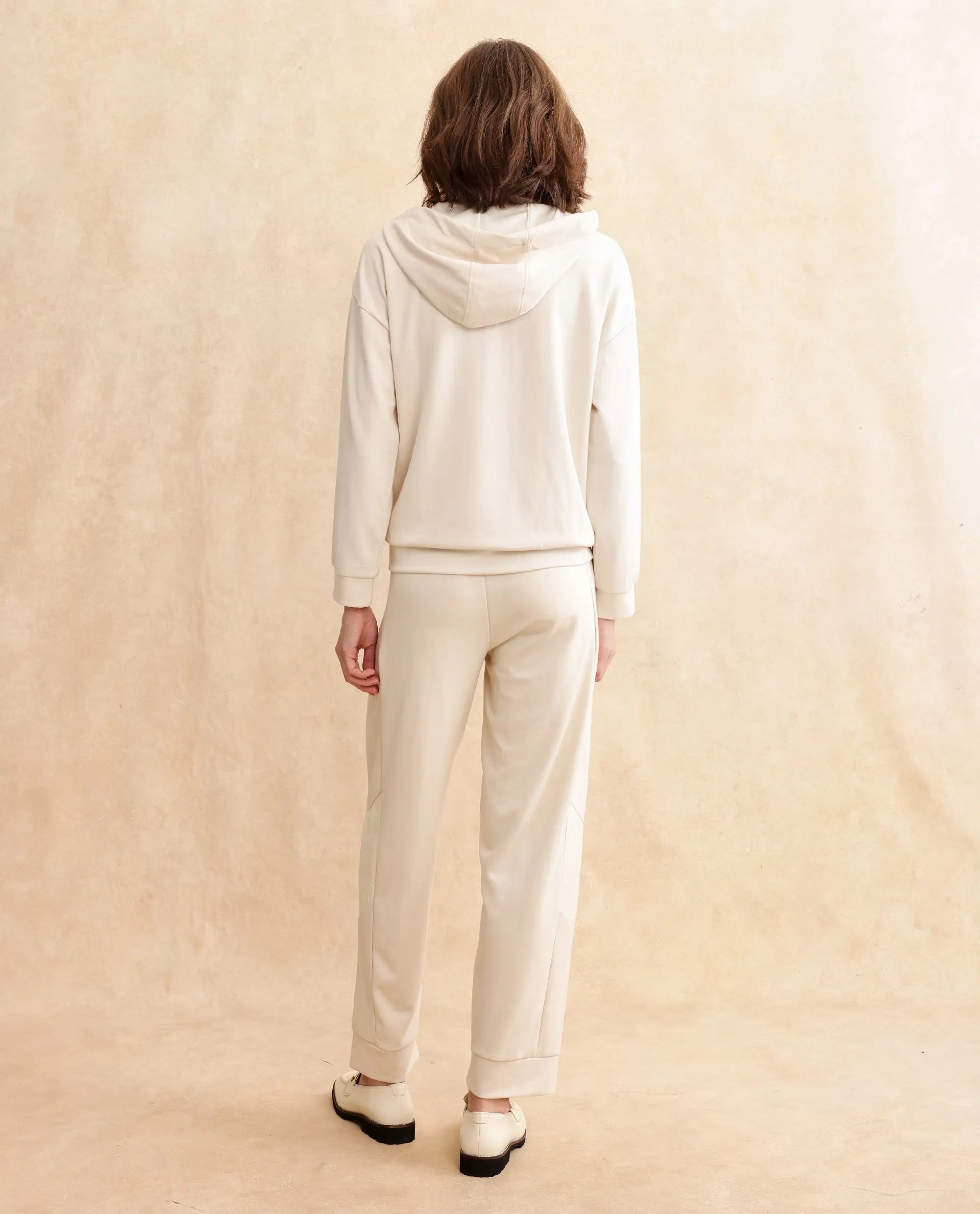 Rareism Women's Yalova Off White Modal Blend Hooded Plain Relaxed Fit Sweatshirt