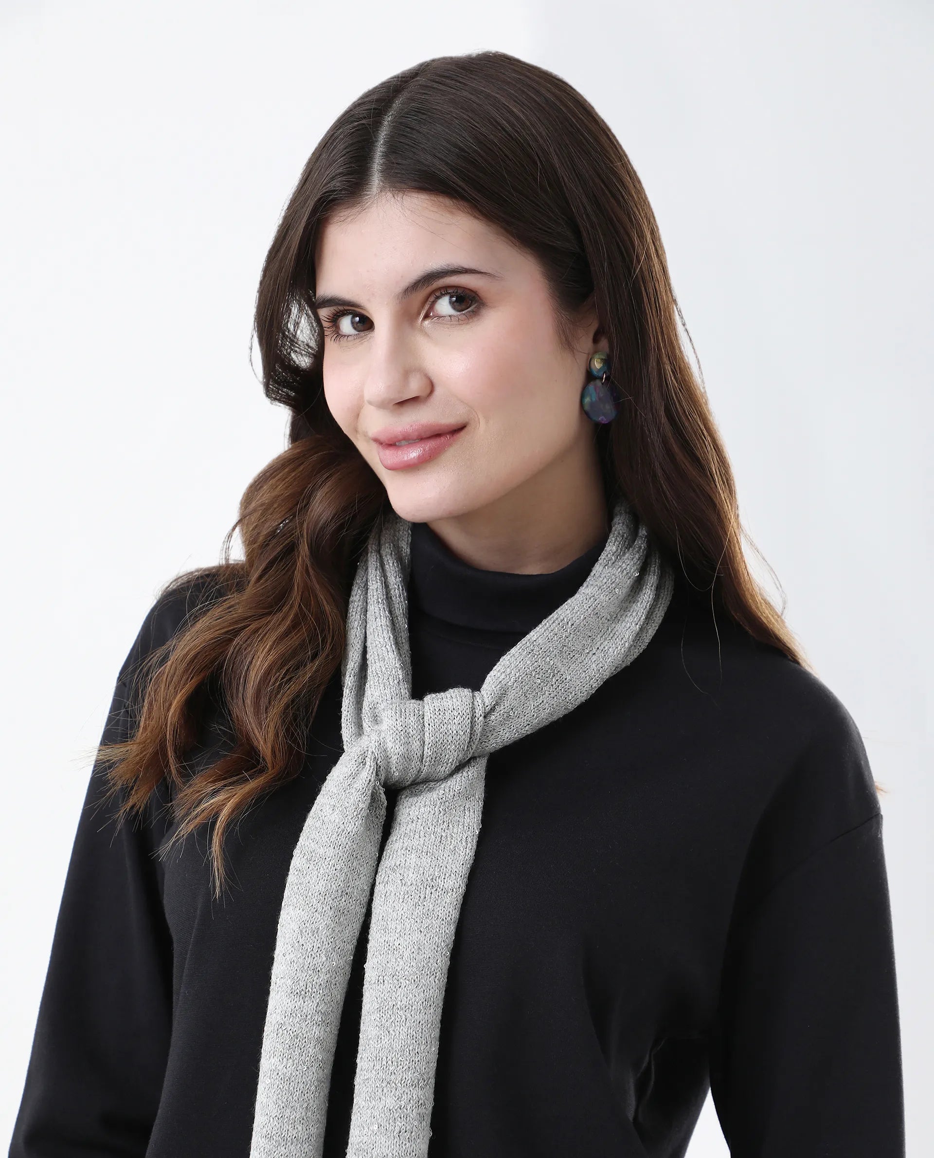 Rareism Women Yemen Dark Grey Plain Muffler