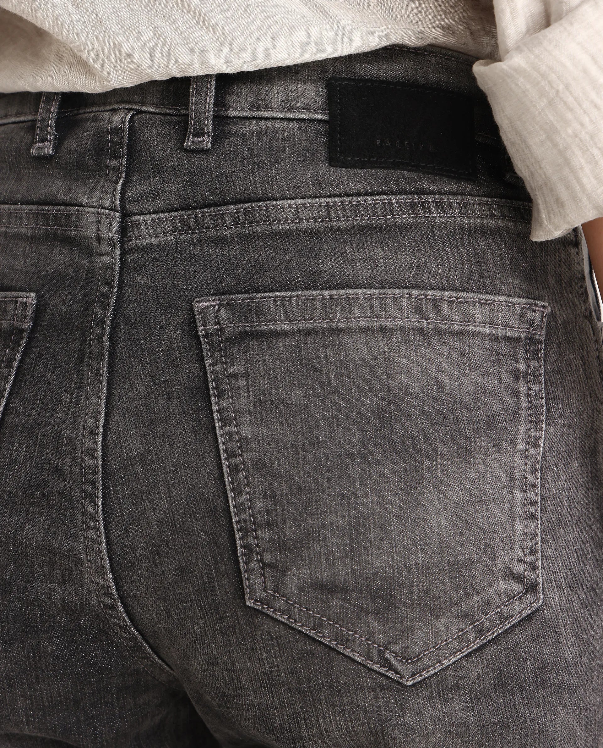 Rareism Women's Zaisho Grey Cotton Blend Plain Ankle Length Sleek Skinny Fit Jeans