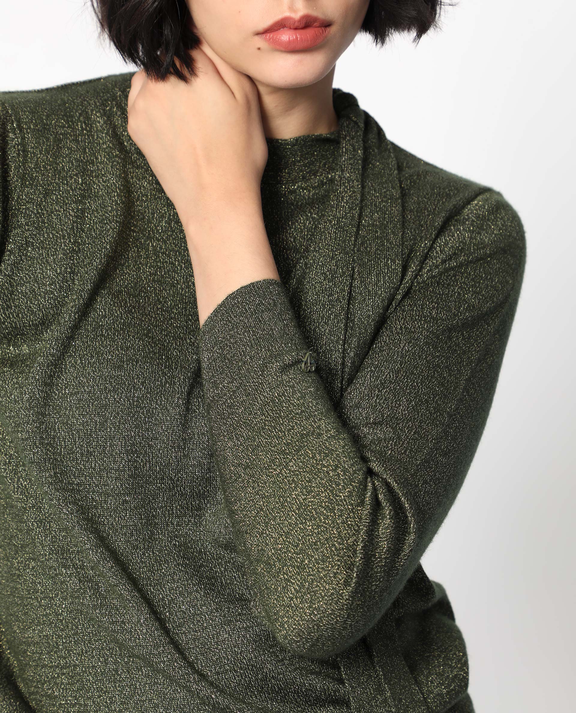 Rareism Women's Zener Green Acrylic High Neck Plain Regular Fit Sweater