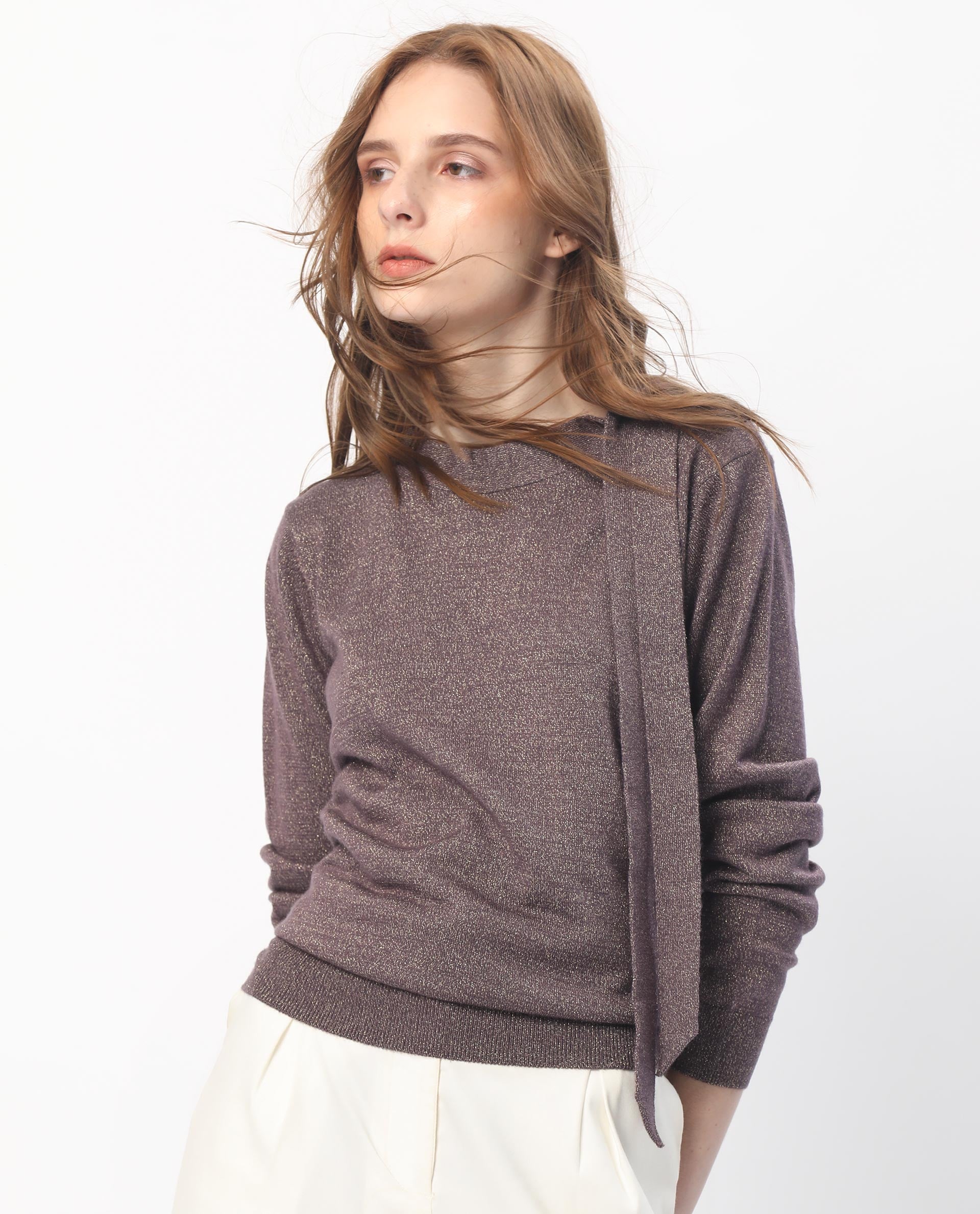 Rareism Women's Zener Pastel Purple Acrylic High Neck Plain Regular Fit Sweater