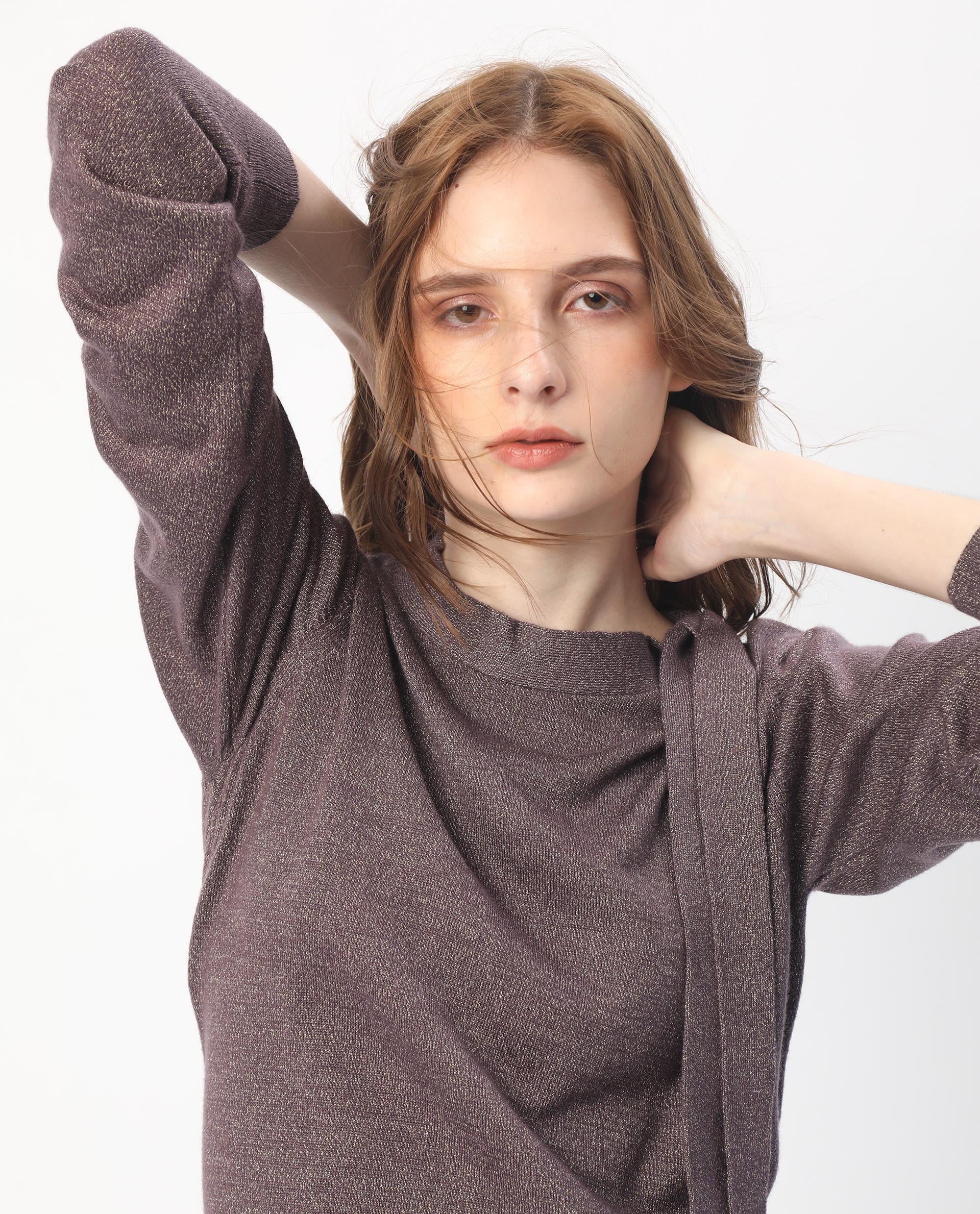 Rareism Women's Zener Pastel Purple Acrylic High Neck Plain Regular Fit Sweater