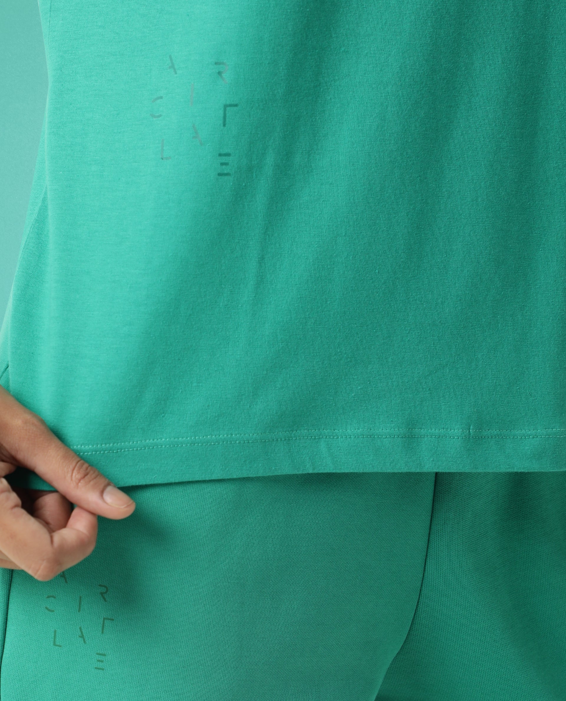 Rareism Women Alcas Green Cotton Blend Fabric Regular Fit Half Sleeves Solid Round Neck T-Shirt