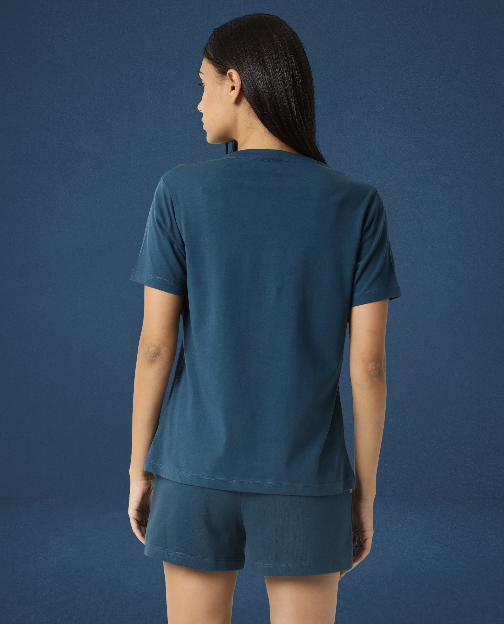 Rareism Women Alcas Dusky Green Cotton Blend Fabric Regular Fit Half Sleeves Solid Round Neck T-Shirt