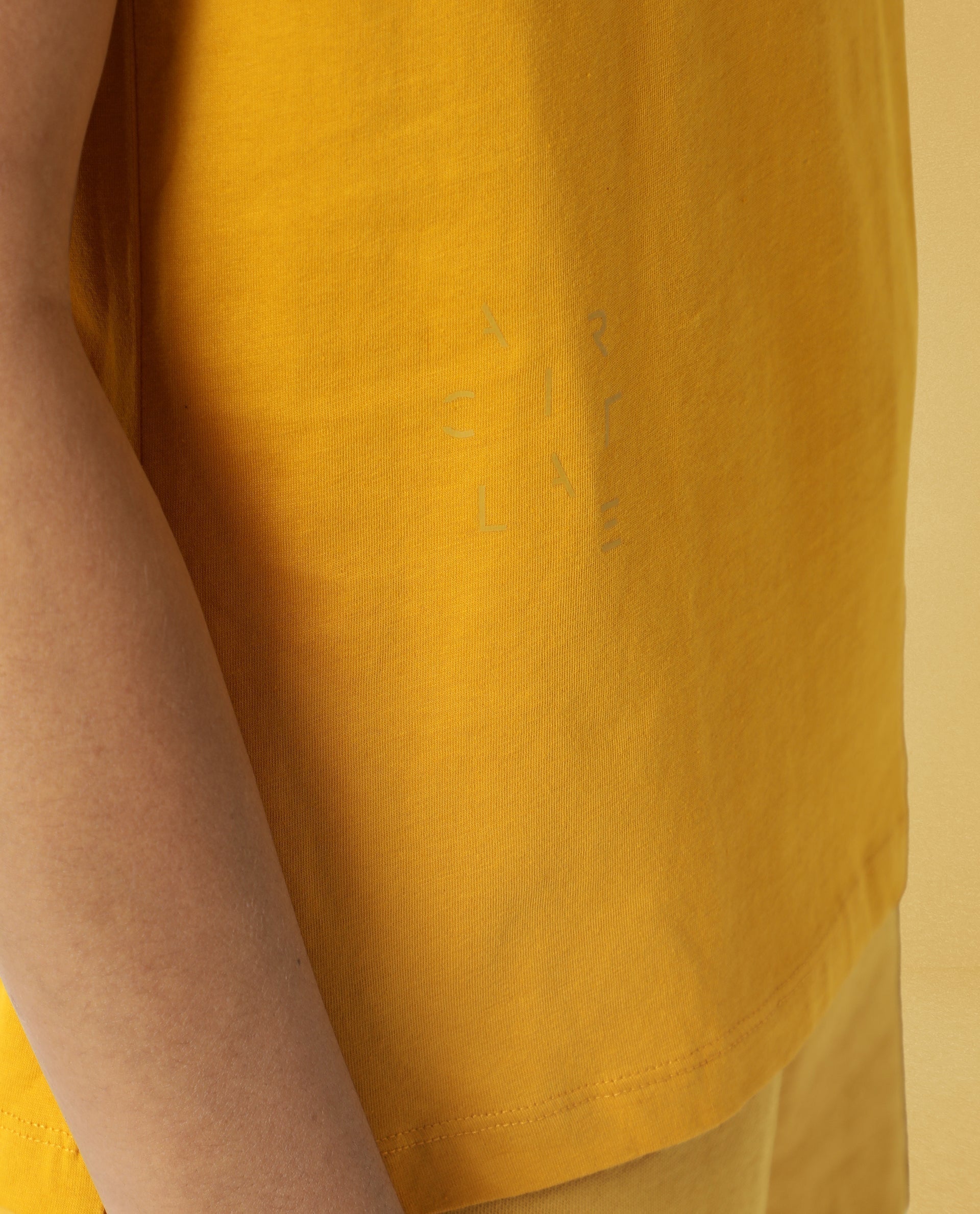 Rareism Women Alcas Mustard Cotton Blend Fabric Regular Fit Half Sleeves Solid Round Neck T-Shirt