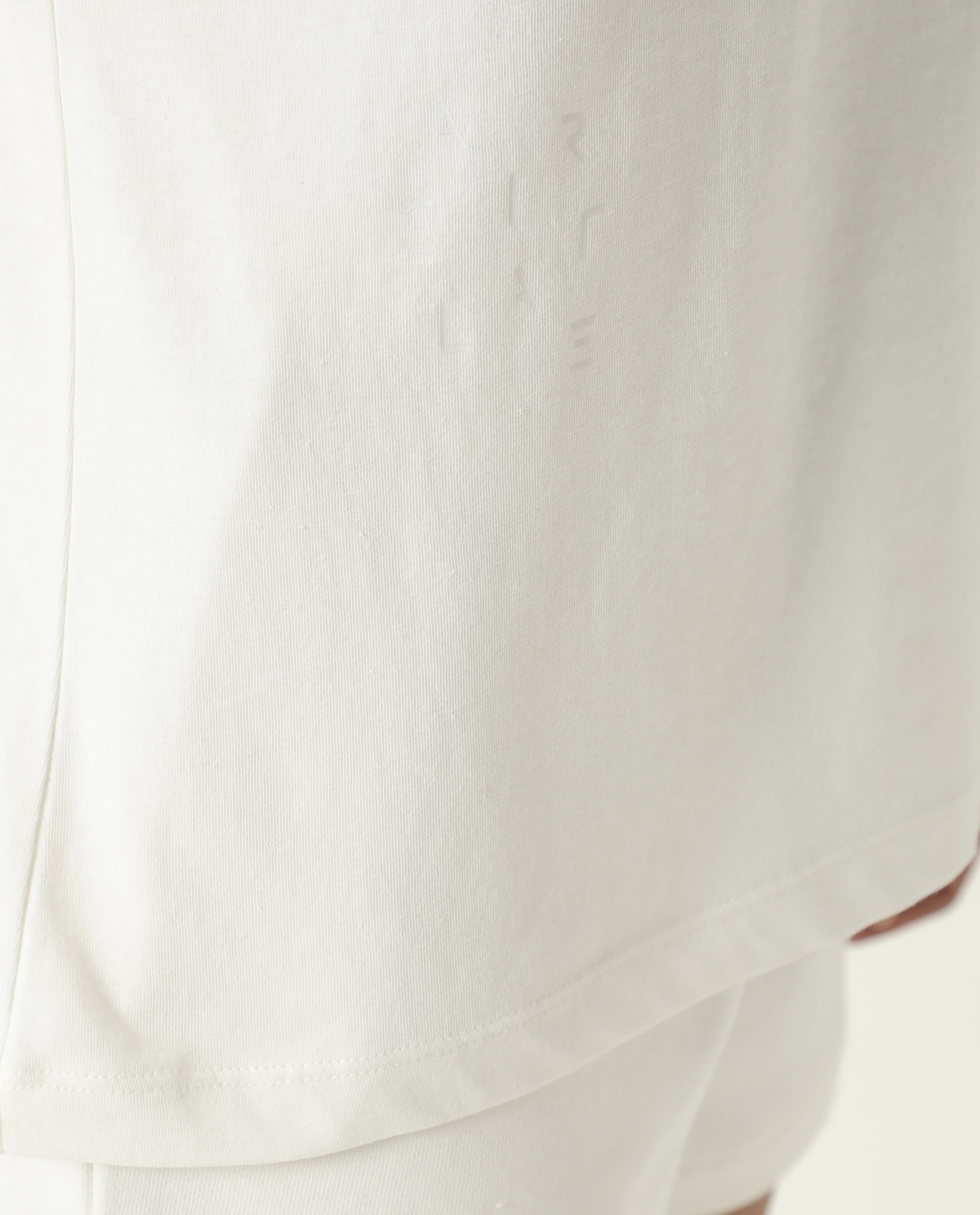 Rareism Women Alcas Off White Cotton Blend Fabric Regular Fit Half Sleeves Solid Round Neck T-Shirt