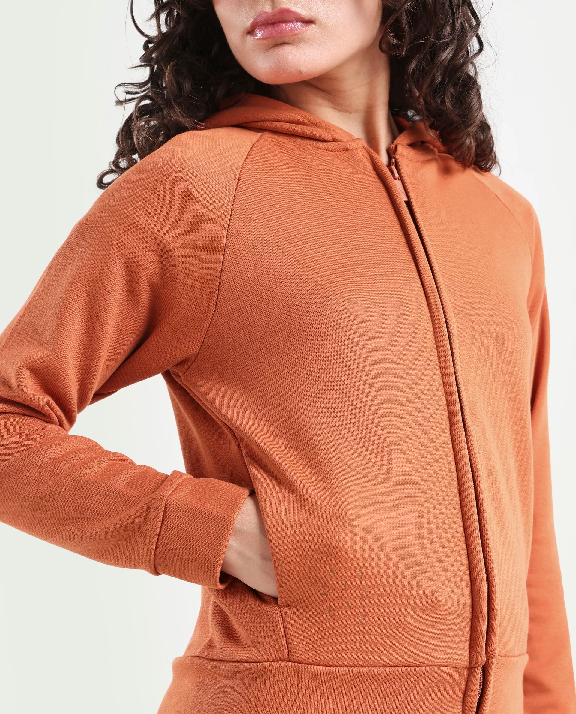 Rareism Women's Medium Weight Terry 290 Gsm Cotton Blend Hooded Plain Regular Fit Jacket