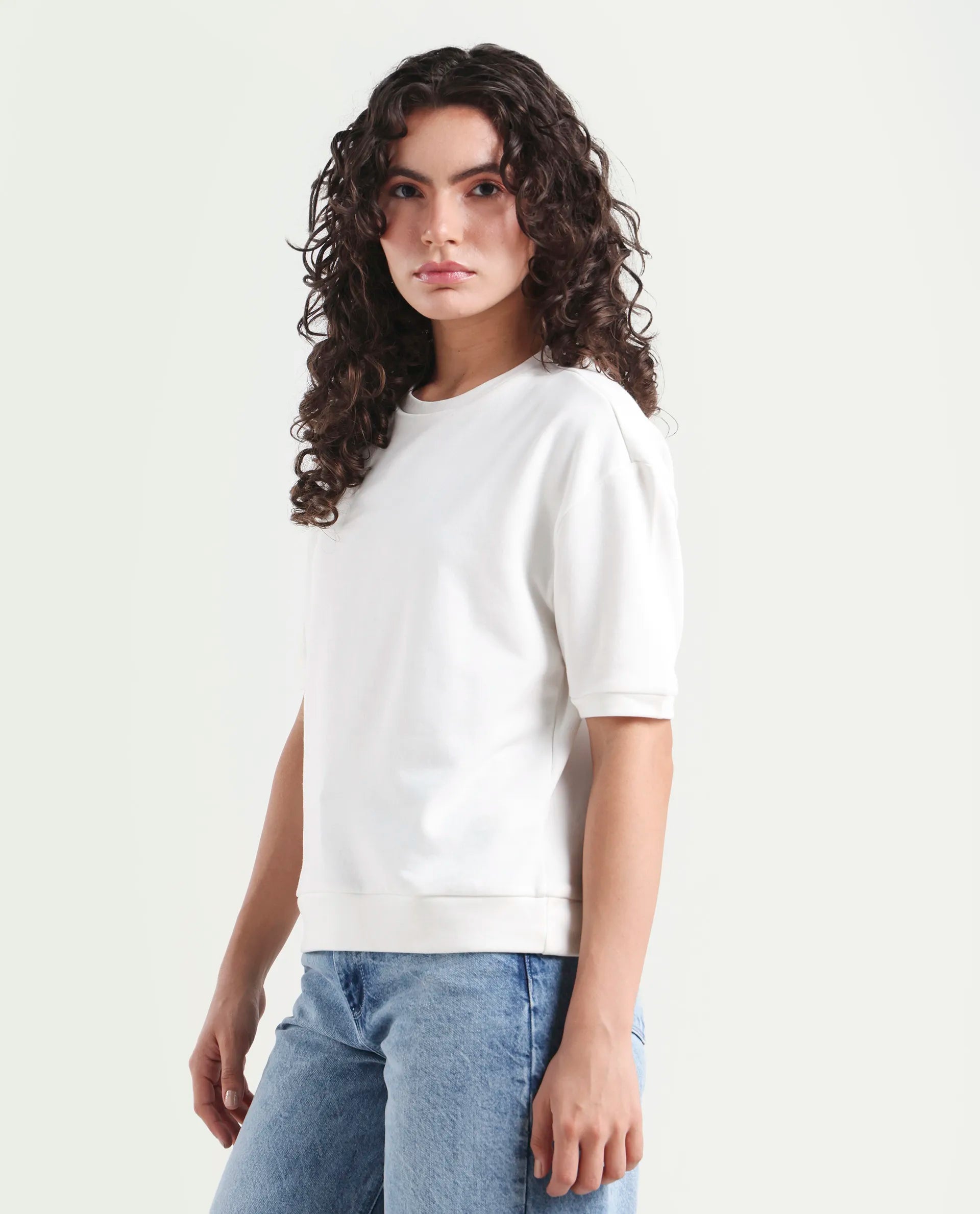 Rareism Women's Coco Off White Viscose Blend Full Sleeve Relaxed Fit Floral Print Top