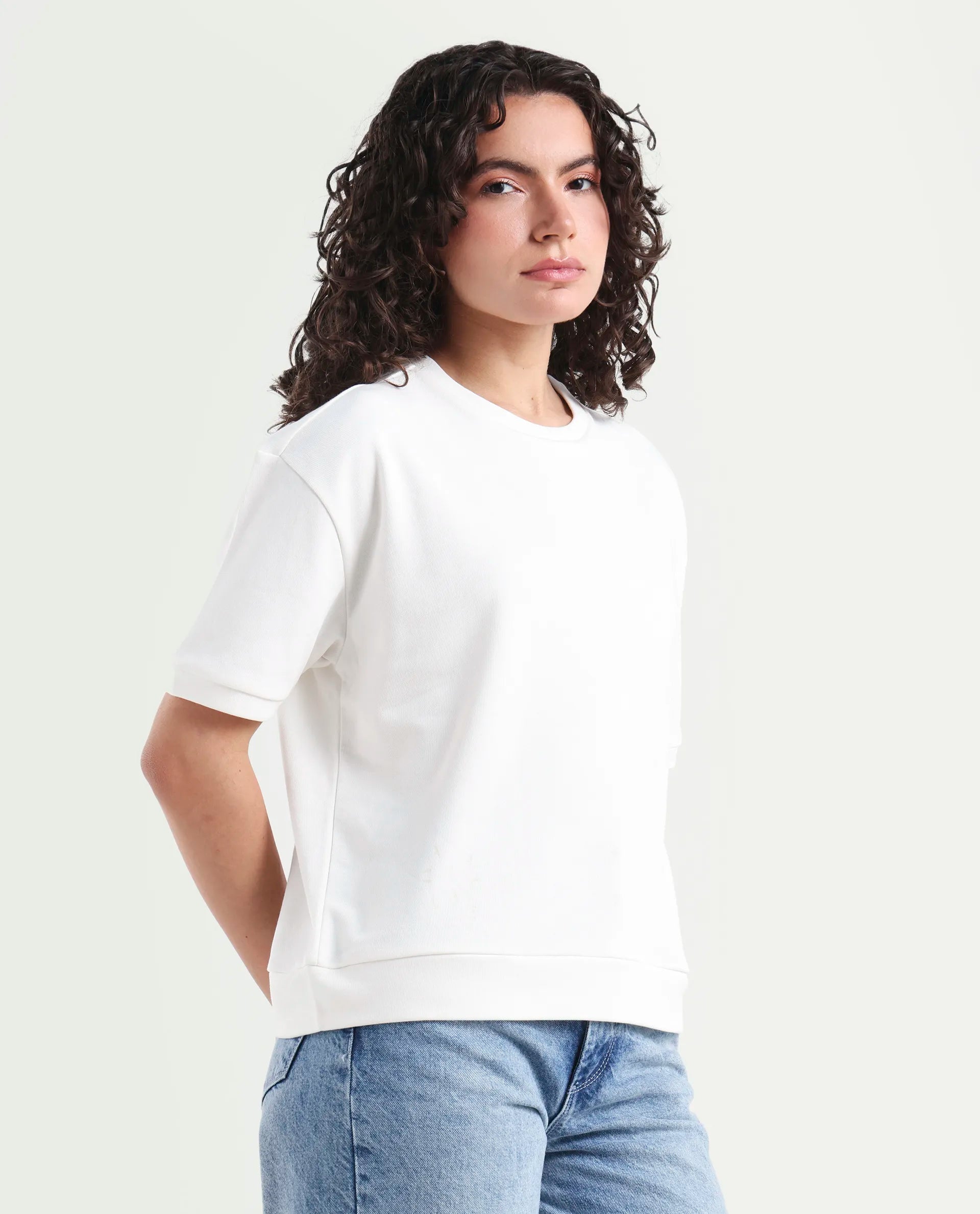 Rareism Women's Coco Off White Viscose Blend Full Sleeve Relaxed Fit Floral Print Top