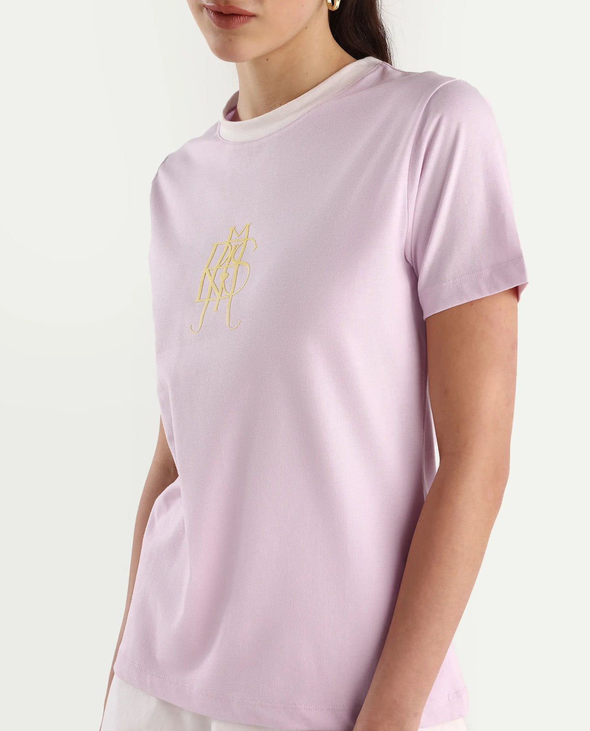 Rareism Women's Cosme Pink Cotton Crew Neck Graphic Print Regular Fit T-Shirt