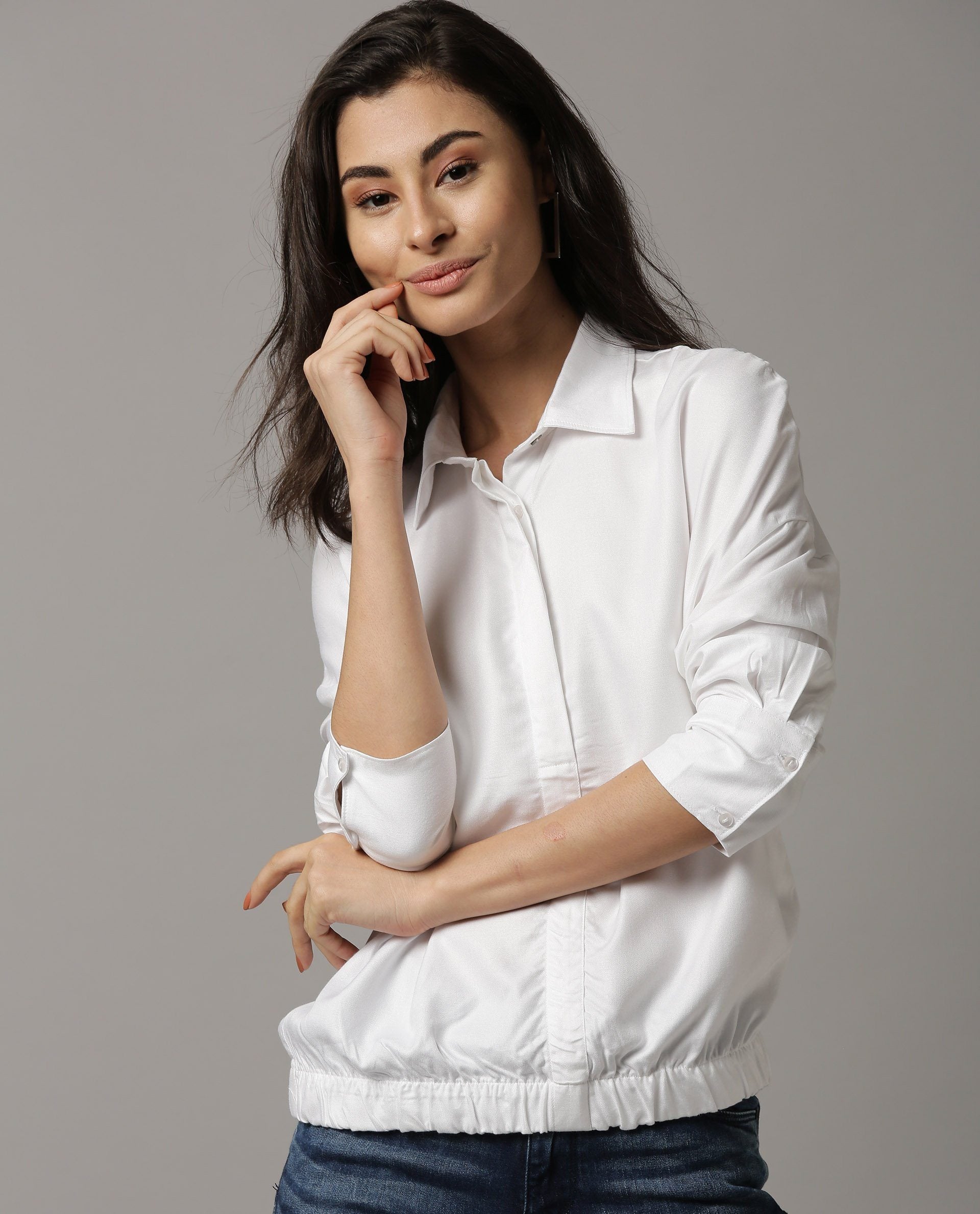 Rareism Women Dupe White Top Short Sleeves Solid