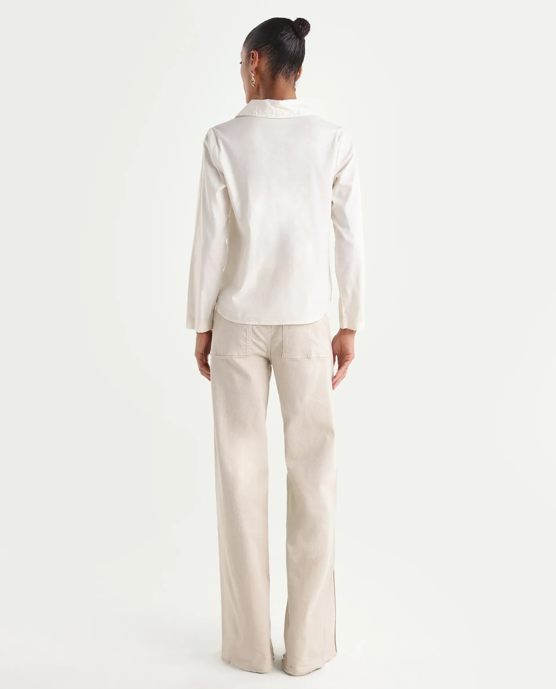 Rareism Women's Exenta Beige Cotton Wide Leg Plain Jeans