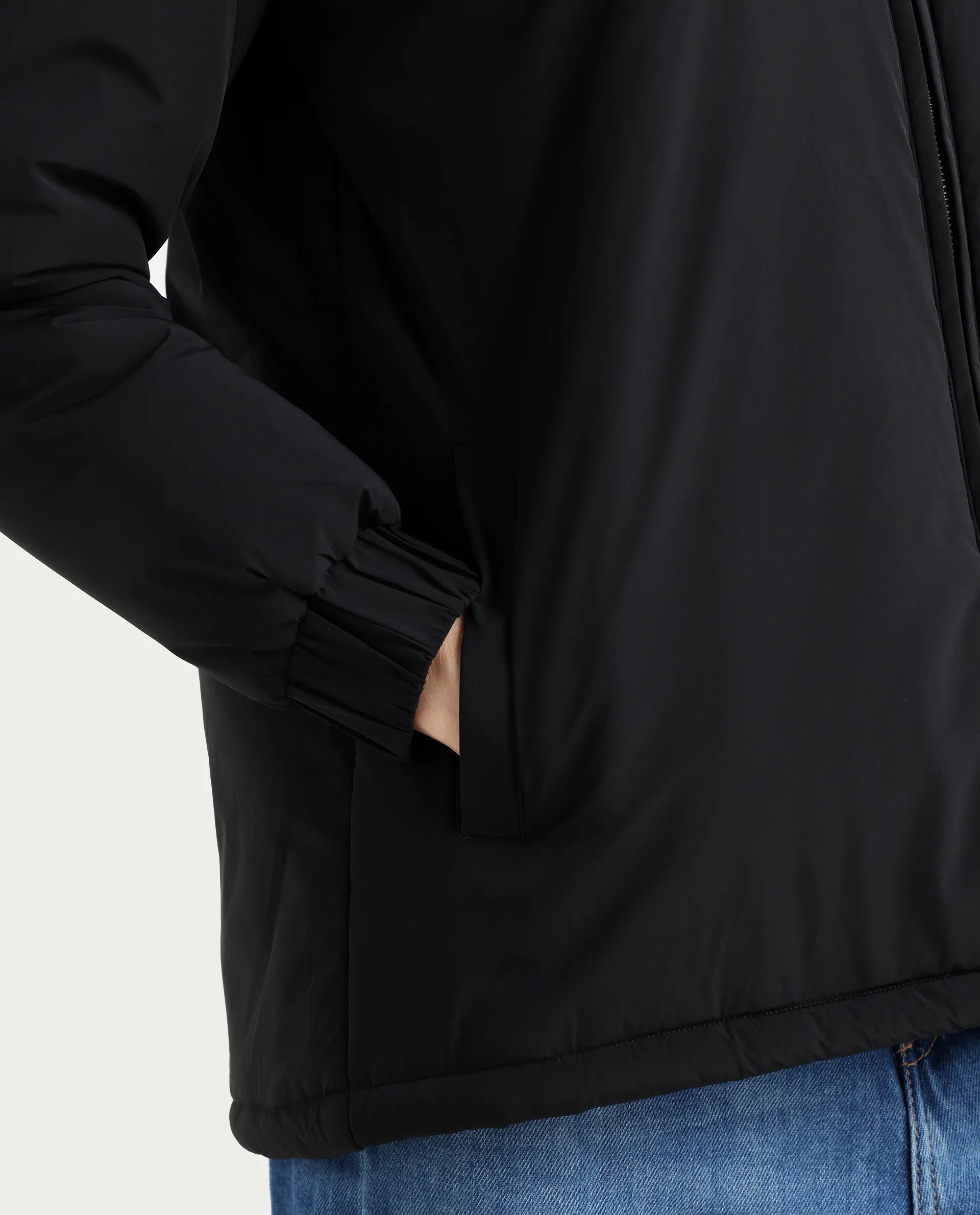 Rareism Women's Kosty Black Polyester Hoody Jacket Plain Jacket