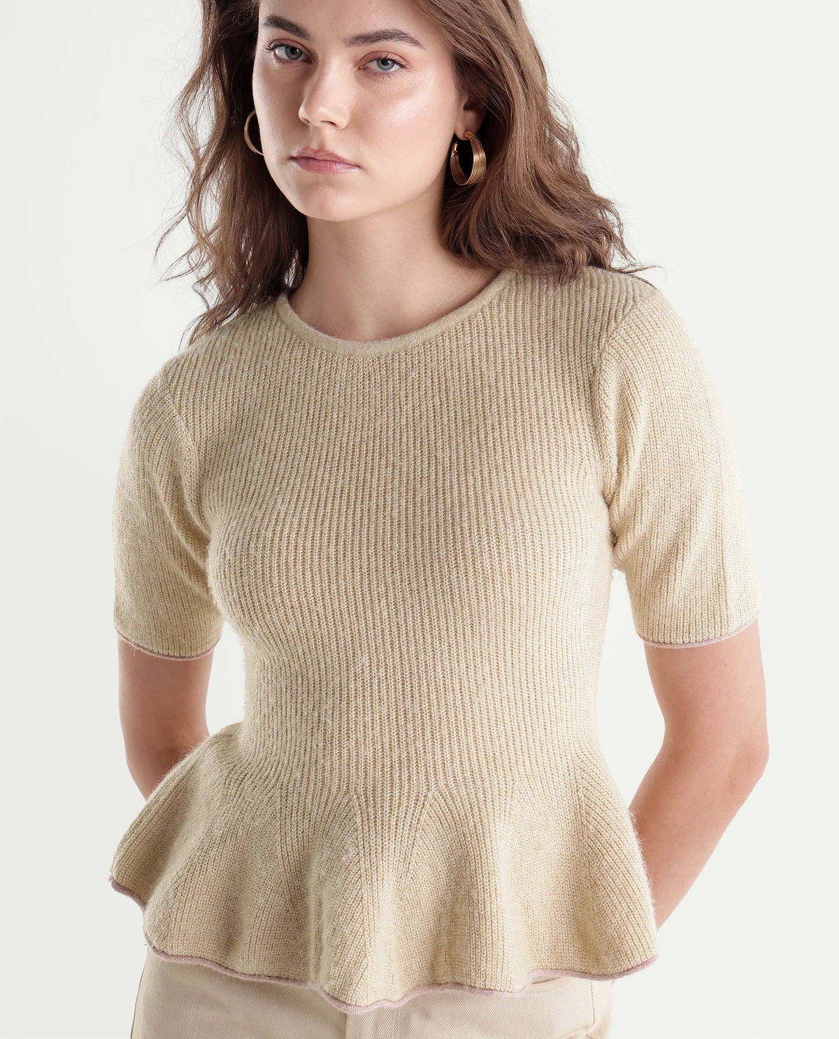 Rareism Women's Lamb Off White Acrylic Blend Pull-On Regular Fit Top