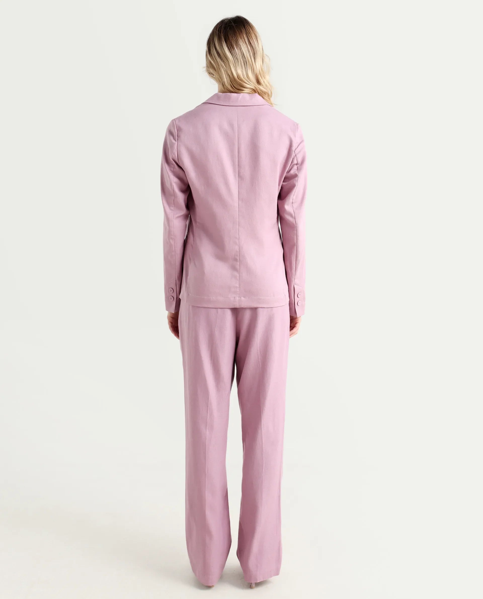 Rareism Women's Linzy-B Dusky Pink 100% Linen Straight Plain Trouser