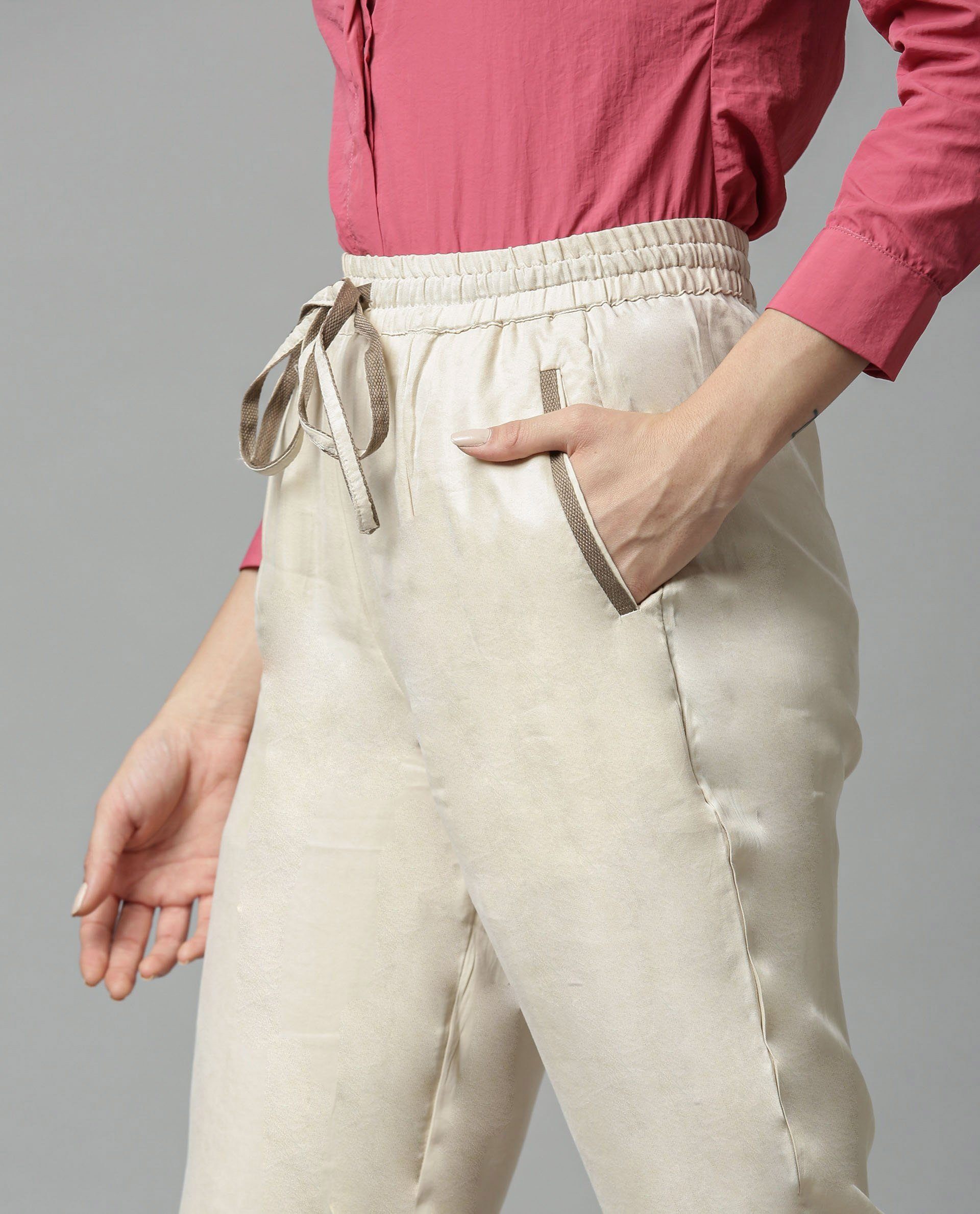 Rareism Women Map Beige Trousers