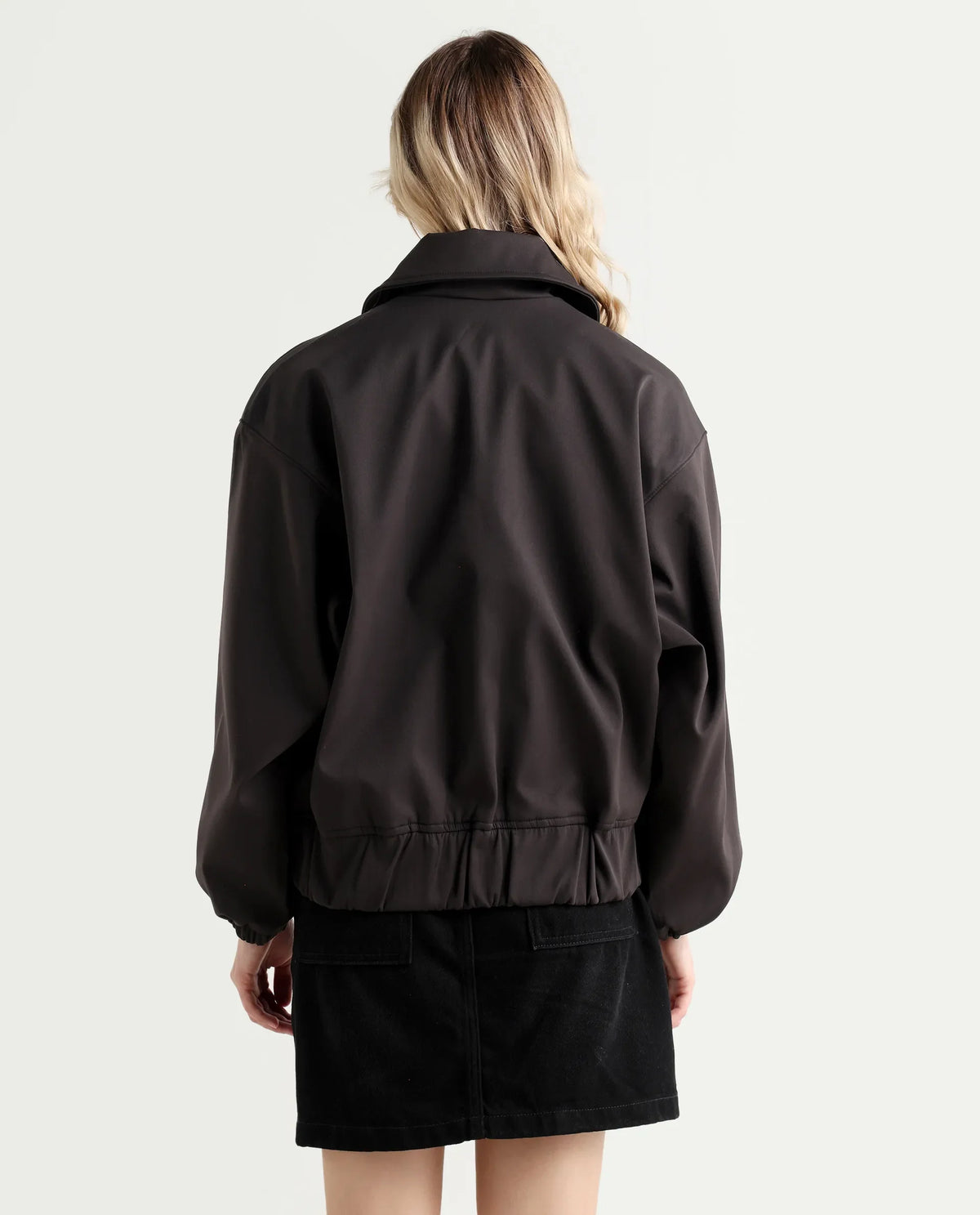 Rareism Women's Nacam Dark Grey Polyester Collared Neck Relaxed Plain Jacket