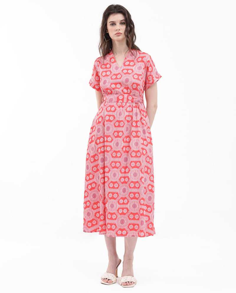 Rareism Womens Rada Red Dress Sleeveless Print