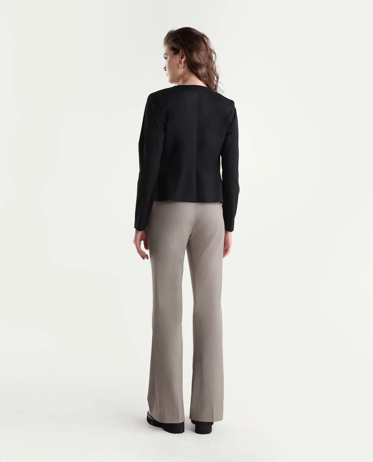 Rareism Women's Frare-Aw26 Fawn Polyester Blend Bootcut Plain Trouser