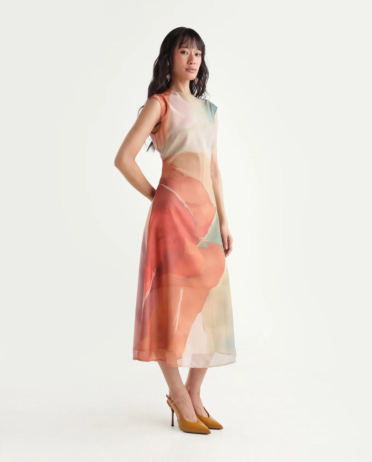 Rareism Women's Game Multi Polyester Button Regular Fit Dress