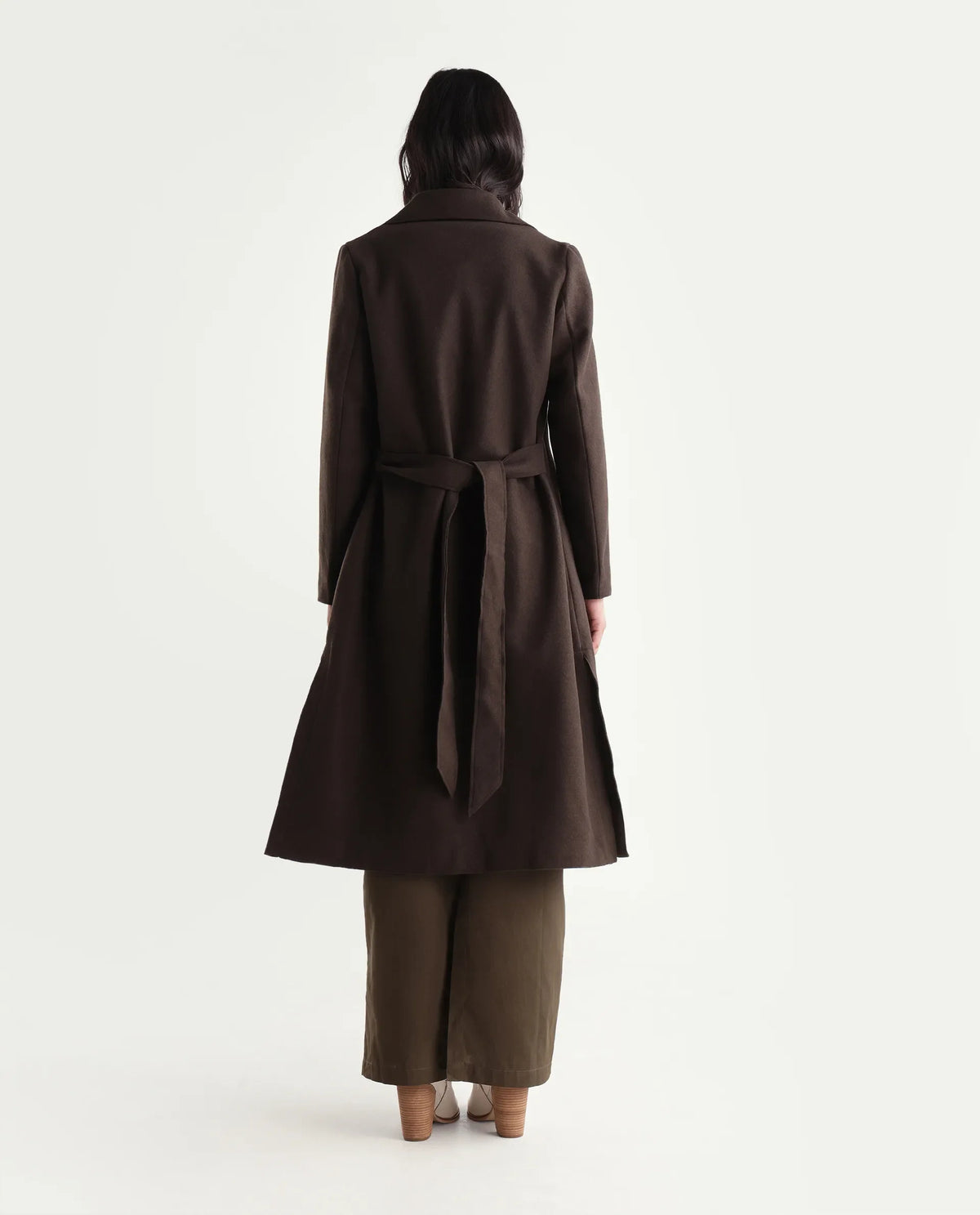 Rareism Women's Gisboryaw26 Olive Polyester Blend Lapel Neck Regular Plain Coat