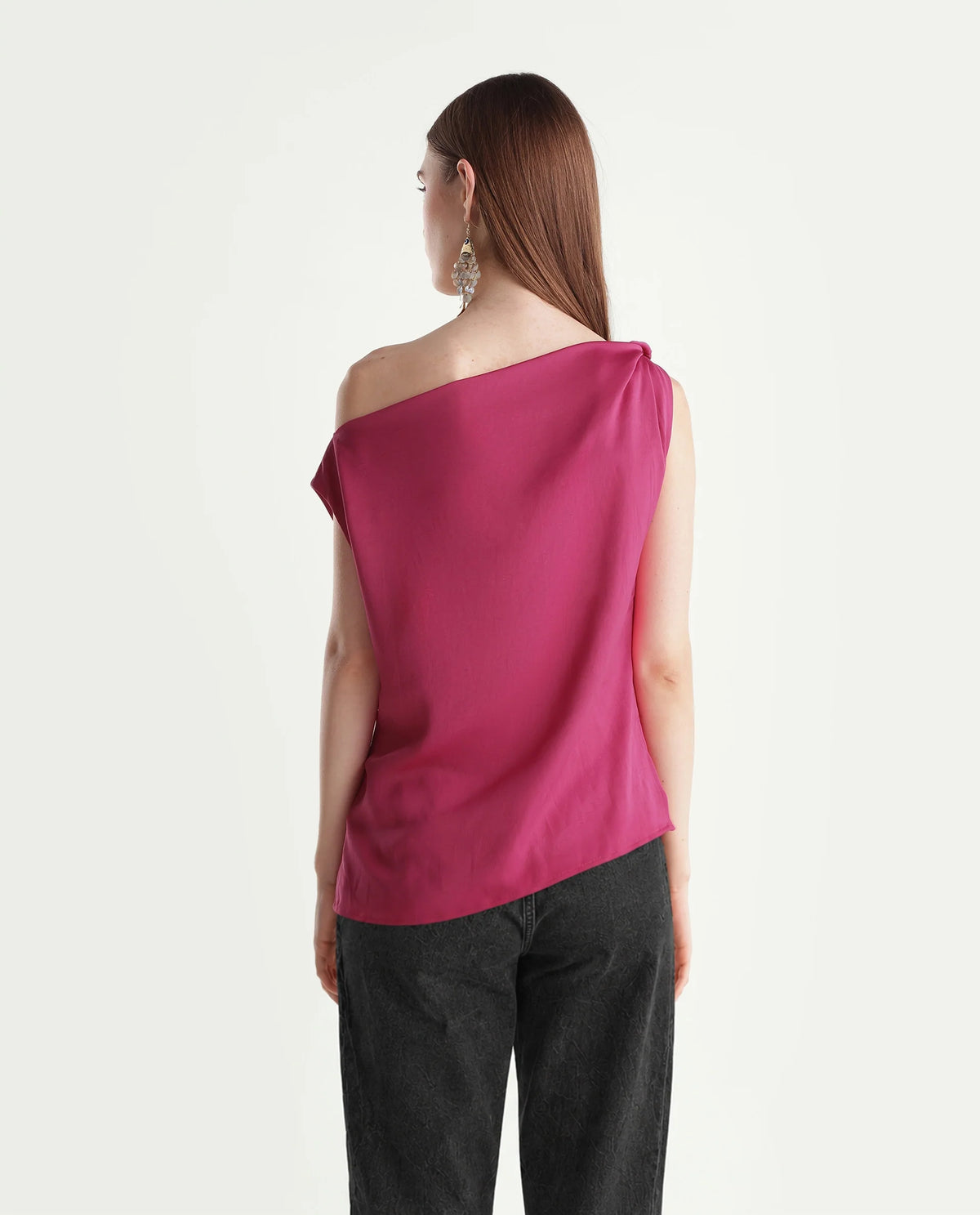 Rareism Women's Pringo Pink Polyester Crew Neck Regular Plain Top