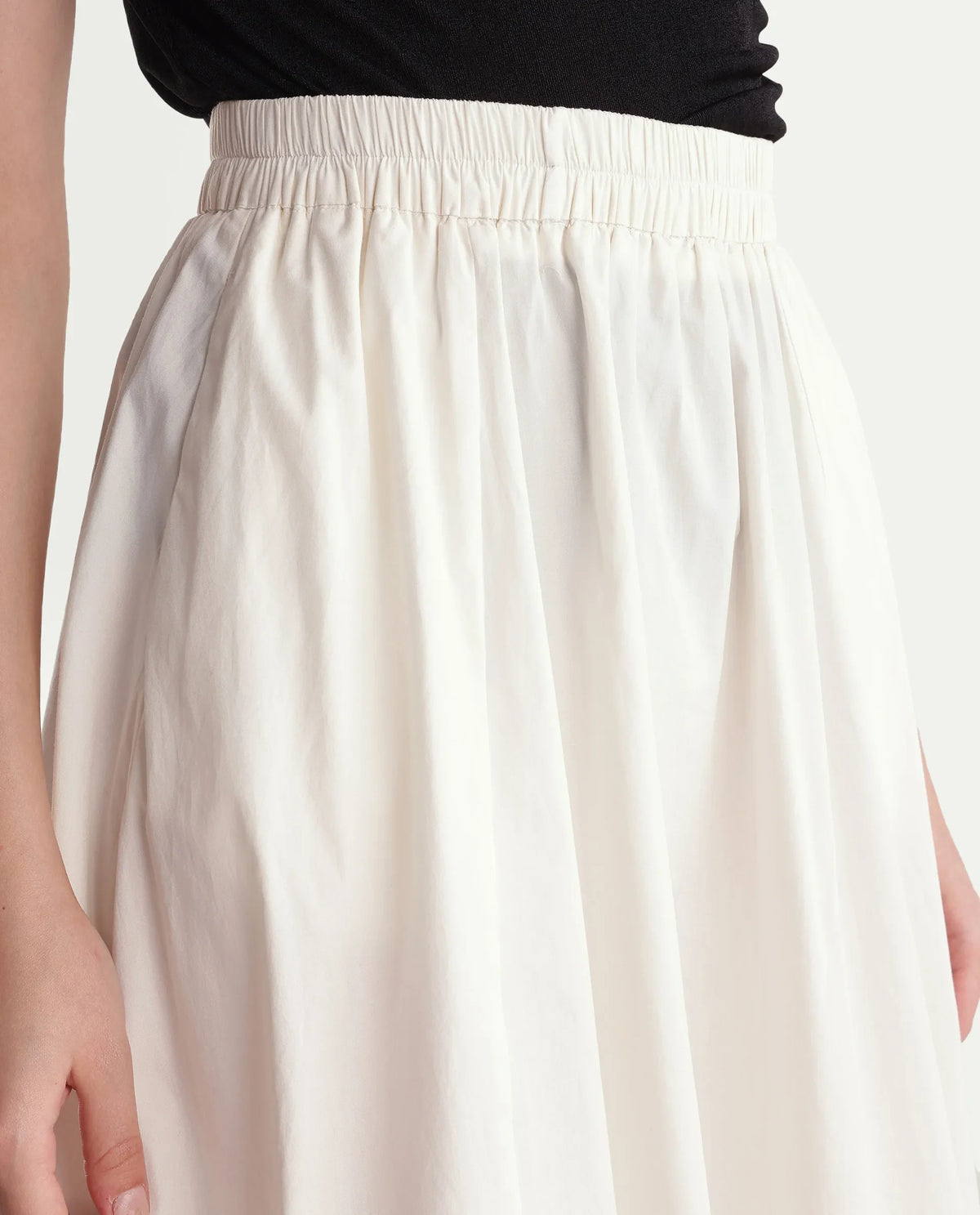 Rareism Women Onjara Primary Off White Cotton Blend Plain Balloon Skirt