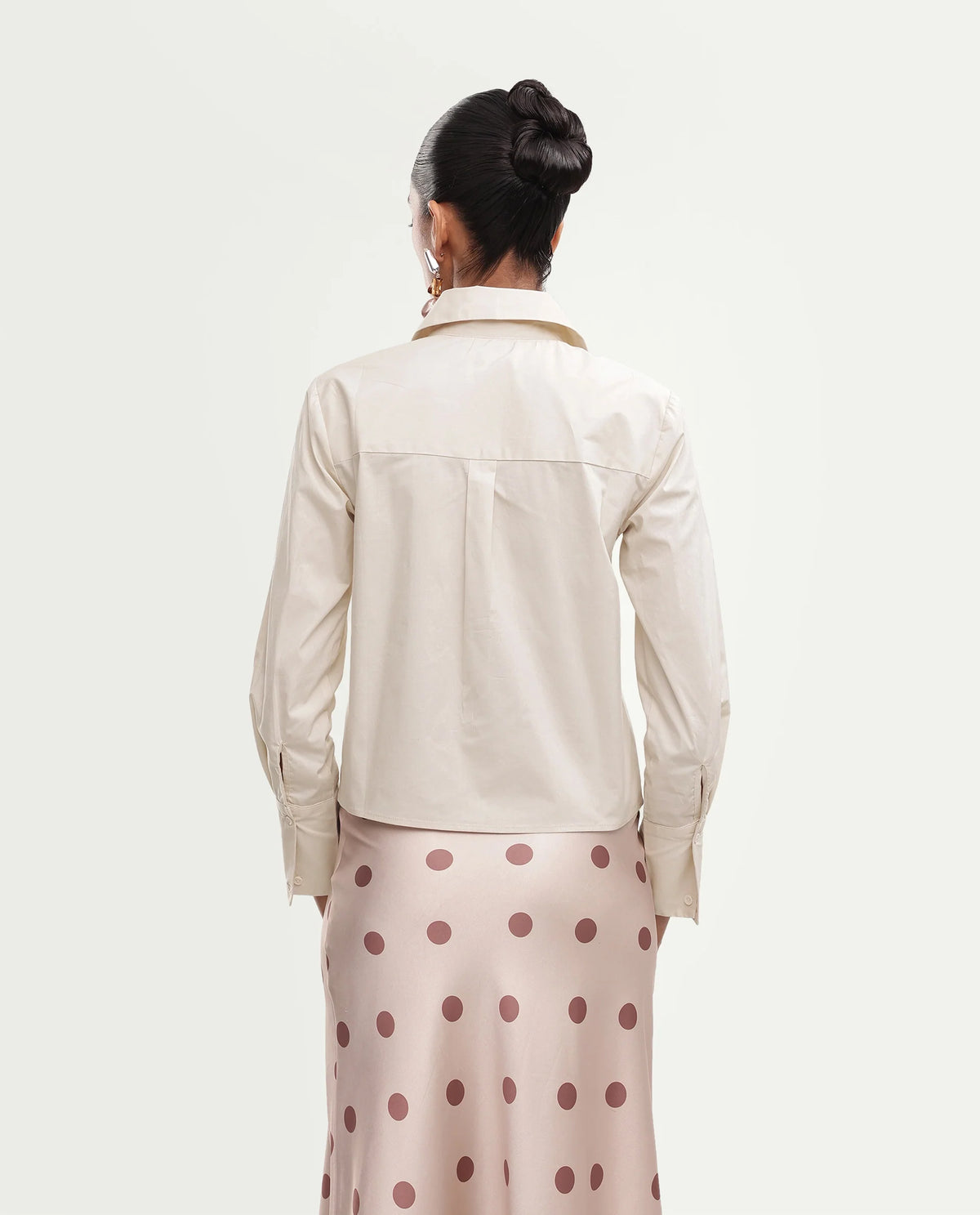 Rareism Women Onwrop Primary Beige Cotton Blend Spread Collar Plain Regular Shirt