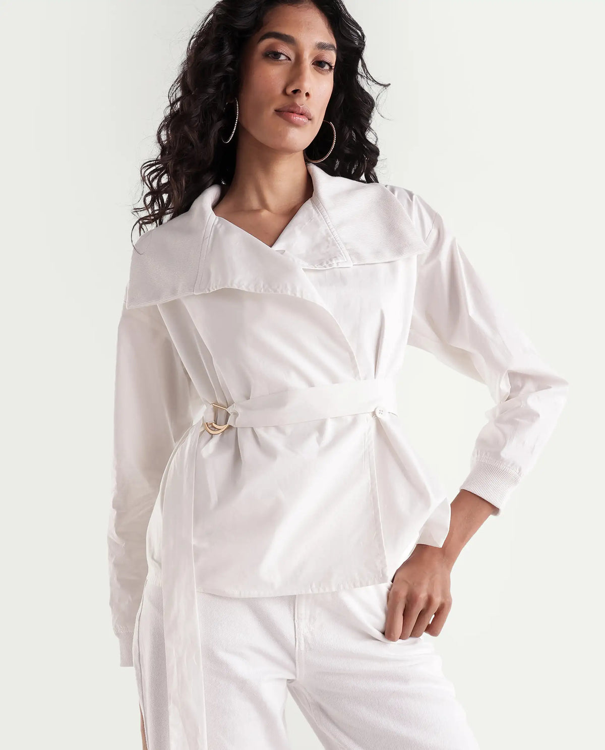 Rareism Womens Tokataw26 Off White Cotton Over Lap Wrap Jacket