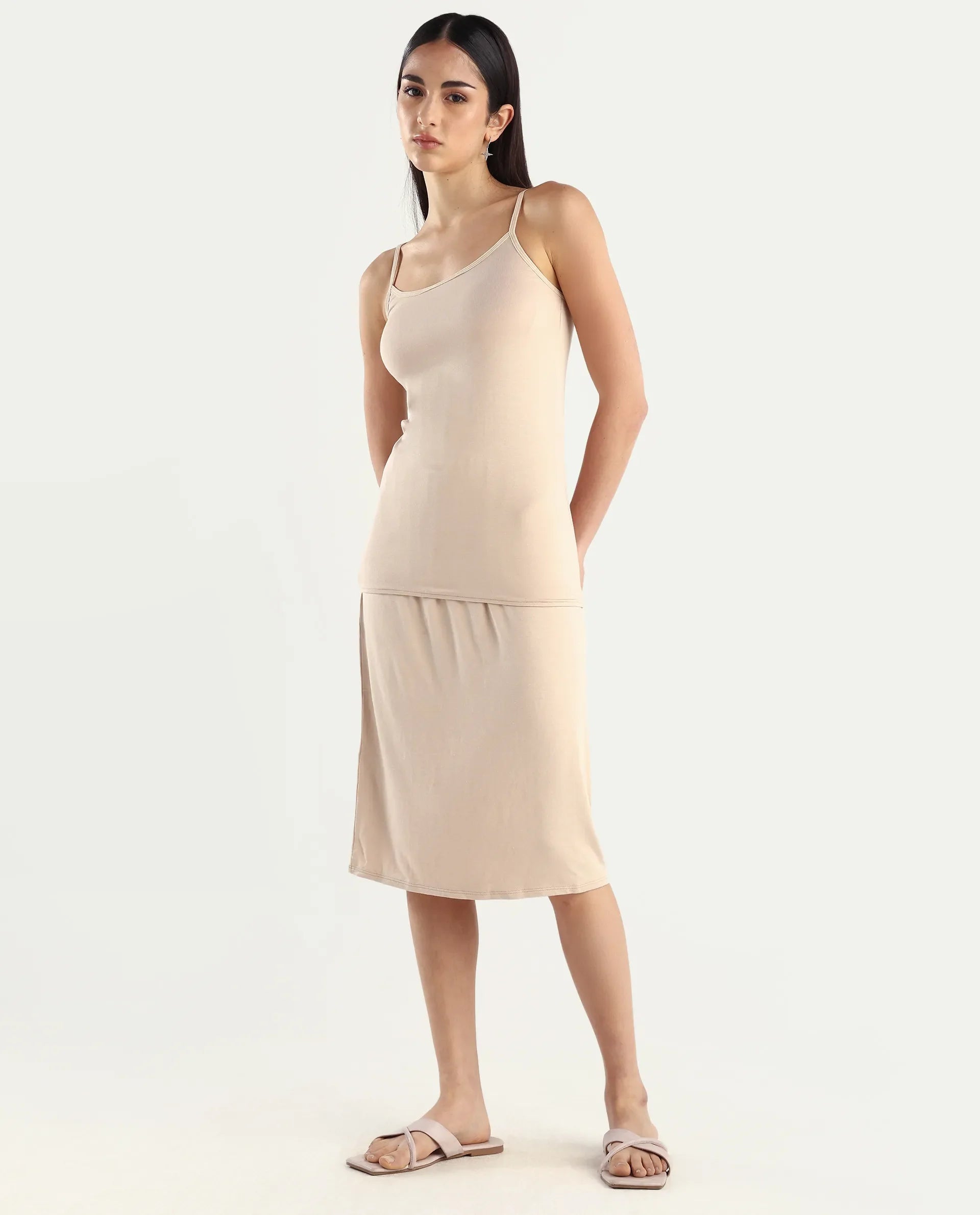 Rareism Women's Slipon Beige Shoulder Strap Plain Shoulder Strap Regular Fit Inner Wear