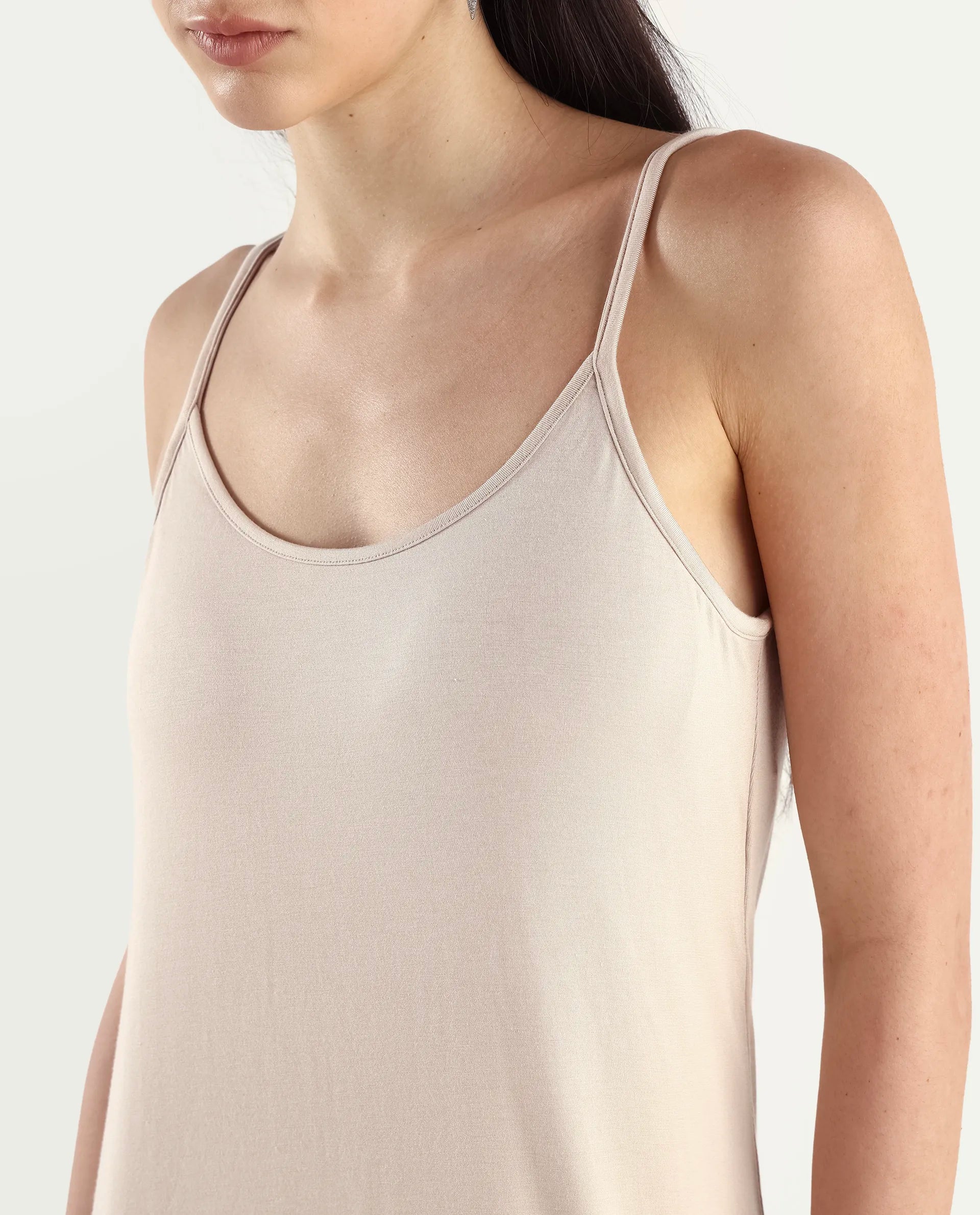 Rareism Women's Slippy Beige Shoulder Strap Plain Shoulder Strap Mini Straight Fit Inner Wear