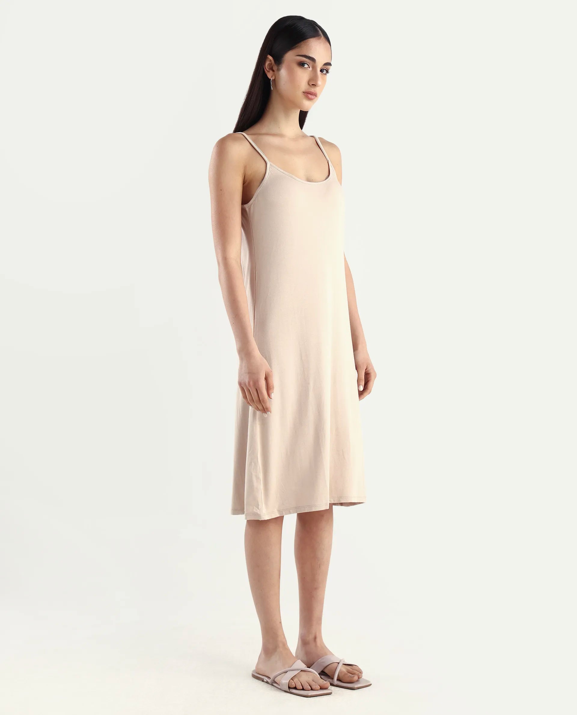 Rareism Women's Slippy Beige Shoulder Strap Plain Shoulder Strap Mini Straight Fit Inner Wear