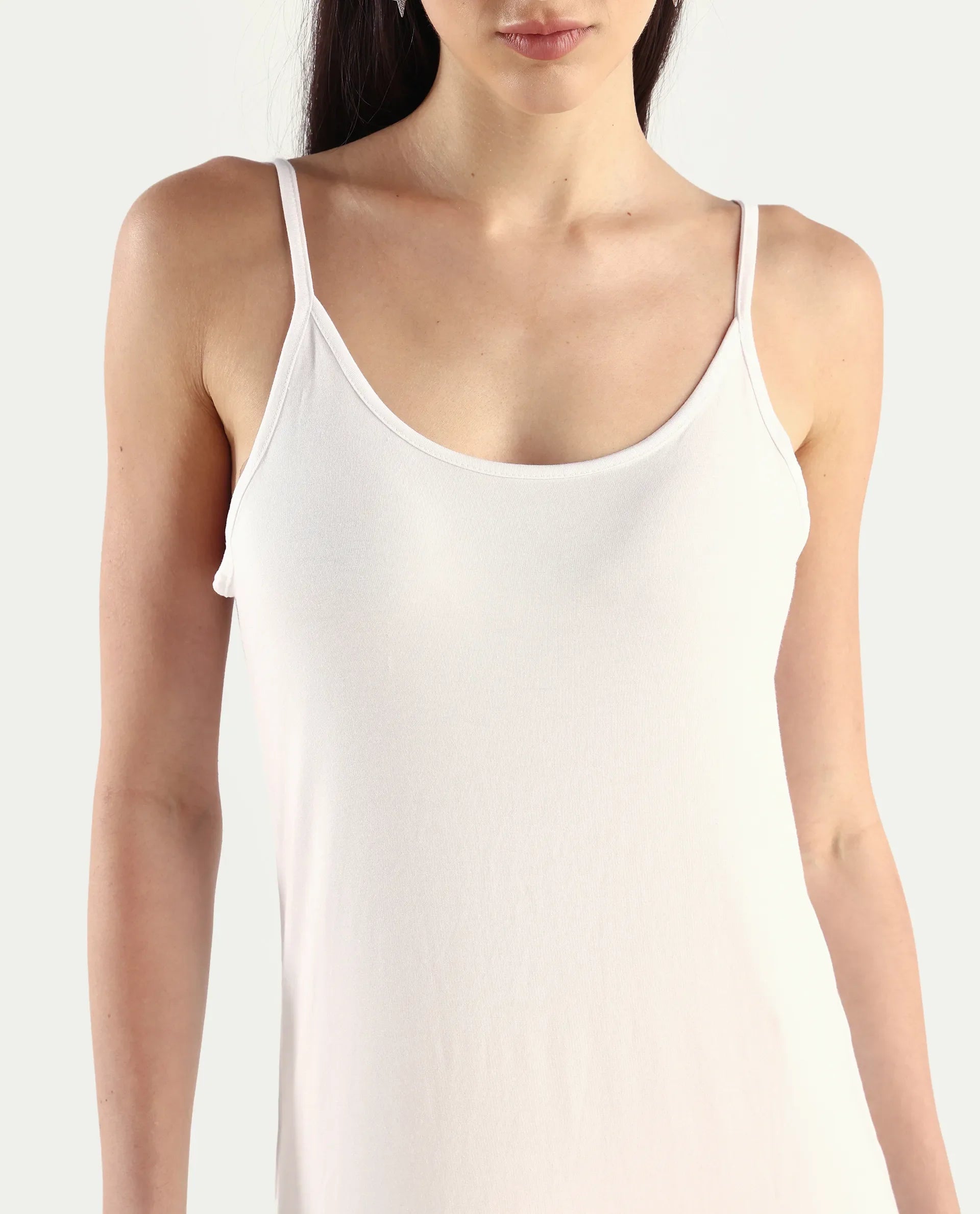 Rareism Women's Slippy White Shoulder Strap Plain Shoulder Strap Mini Straight Fit Inner Wear