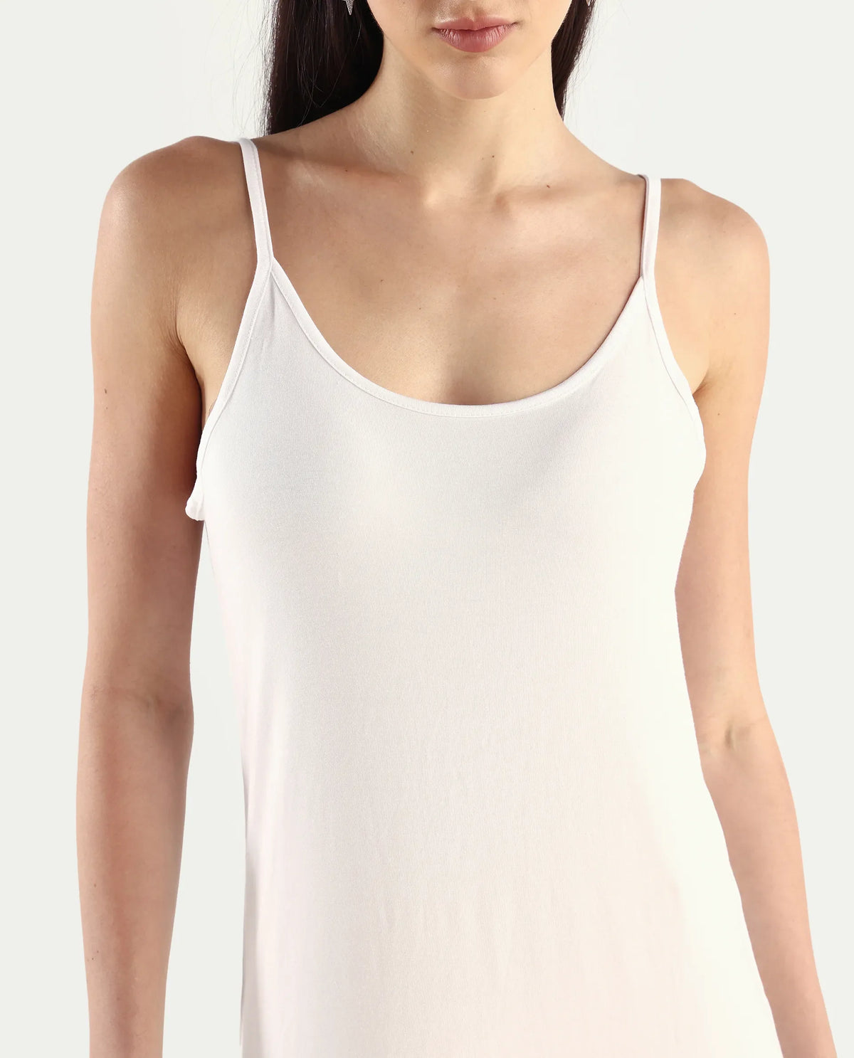 Rareism Women's Slippy White Shoulder Strap Plain Shoulder Strap Mini Straight Fit Inner Wear