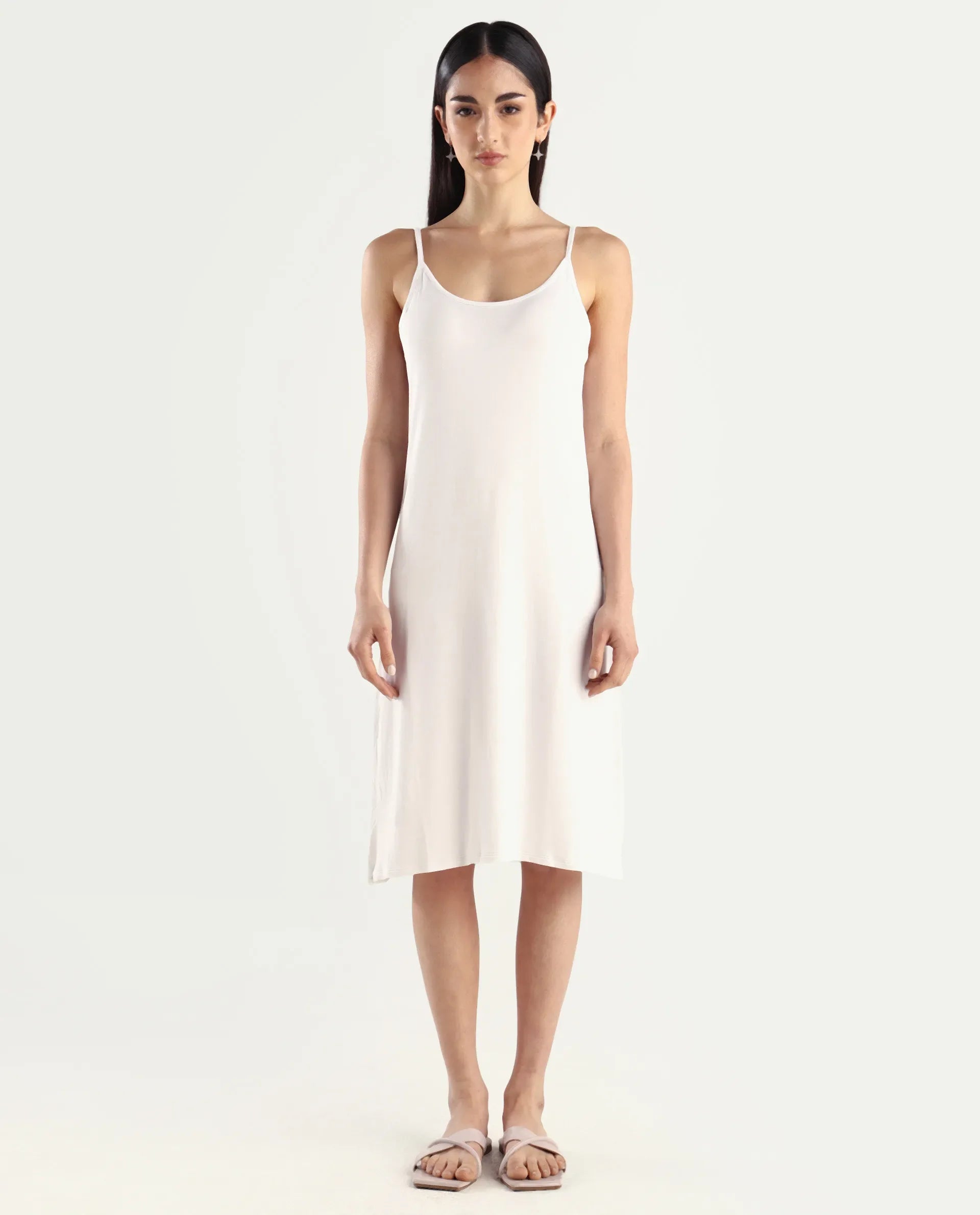 Rareism Women's Slippy White Shoulder Strap Plain Shoulder Strap Mini Straight Fit Inner Wear