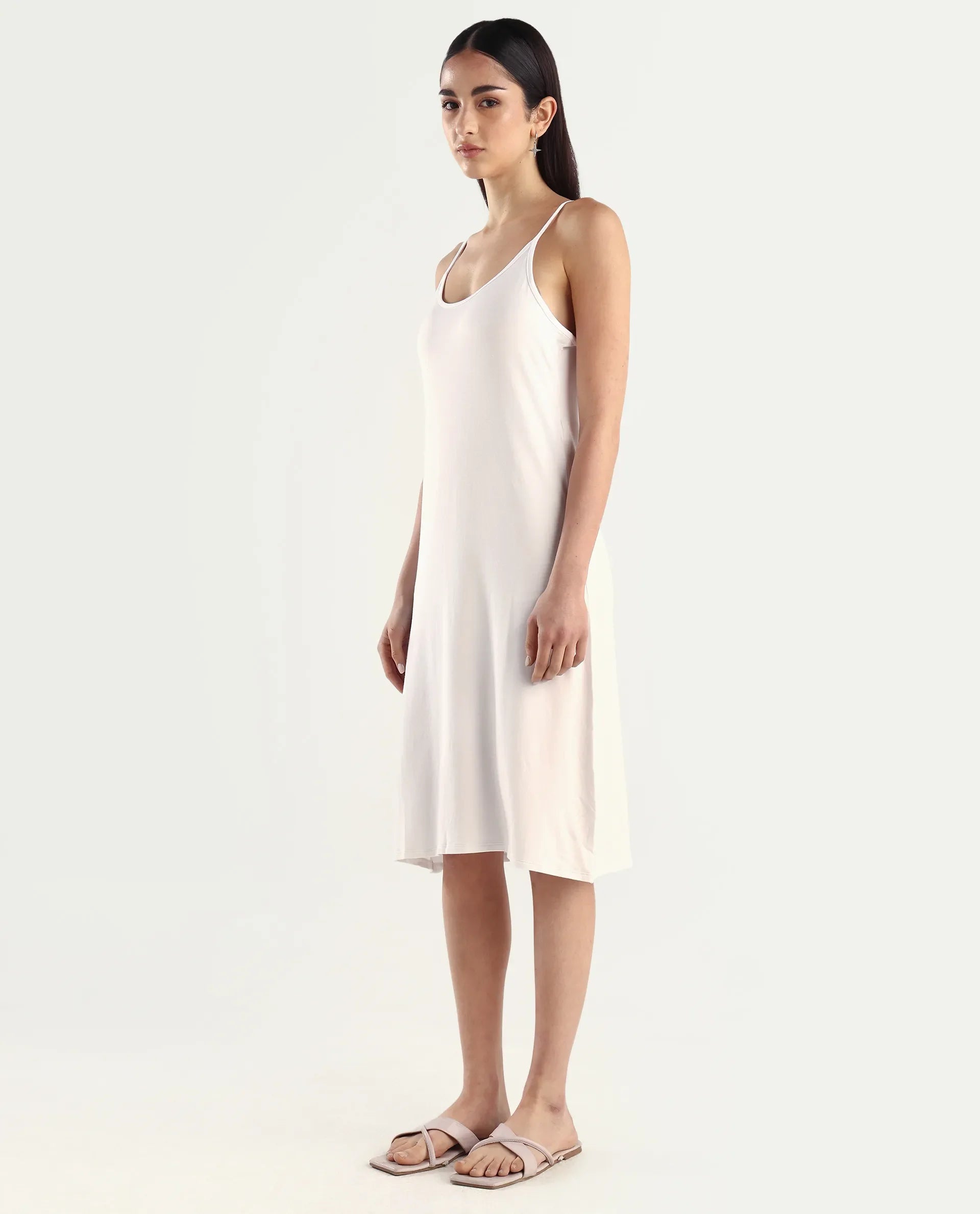 Rareism Women's Slippy White Shoulder Strap Plain Shoulder Strap Mini Straight Fit Inner Wear