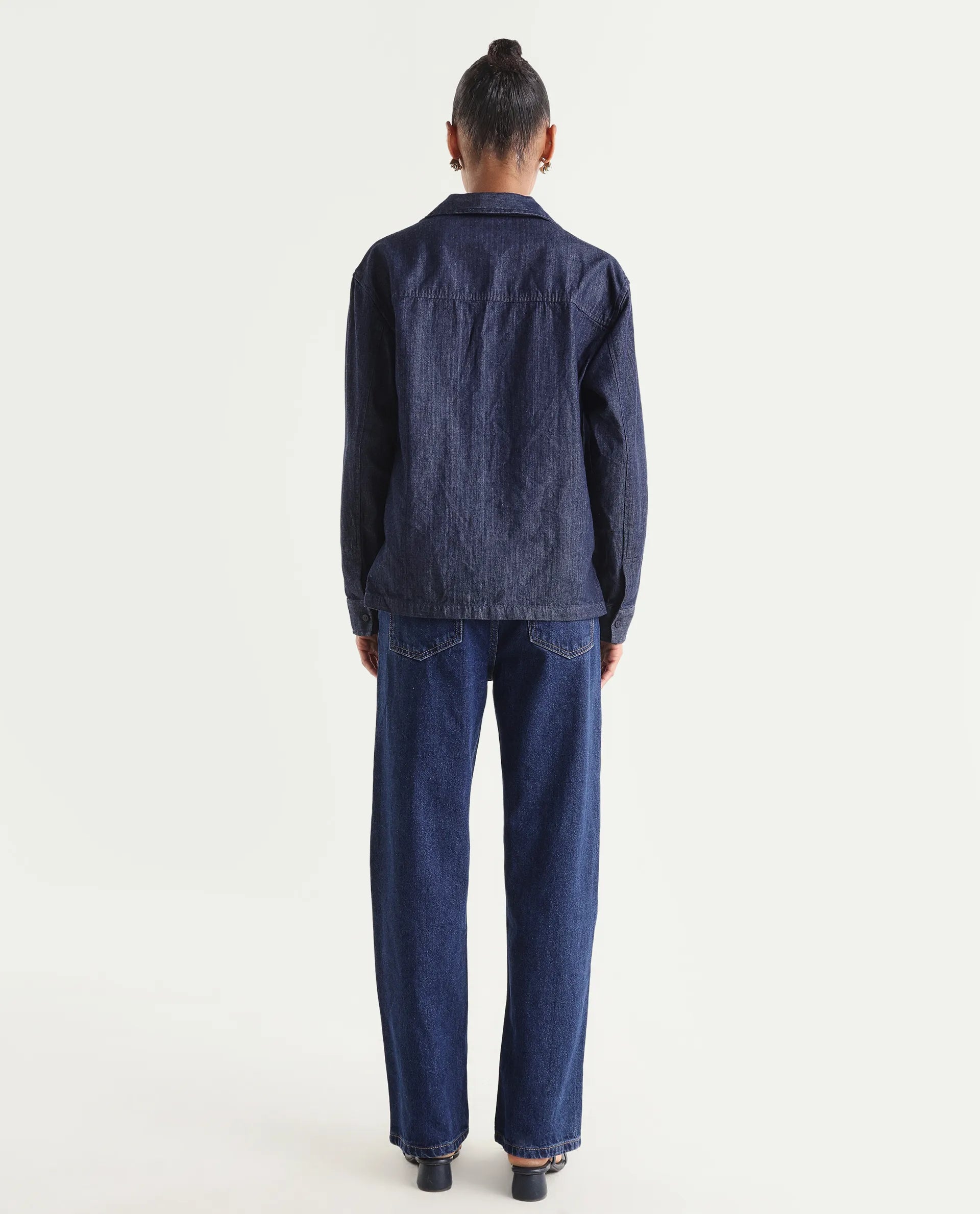 Rareism Women's Stella Dark Blue Cotton Straight Fit Plain Jeans