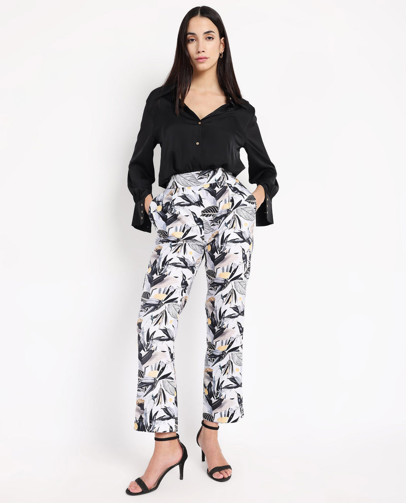 Rareism Women Stevieo-B Multi Loop Straight Fit Abstract Print Ankle Length Trouser