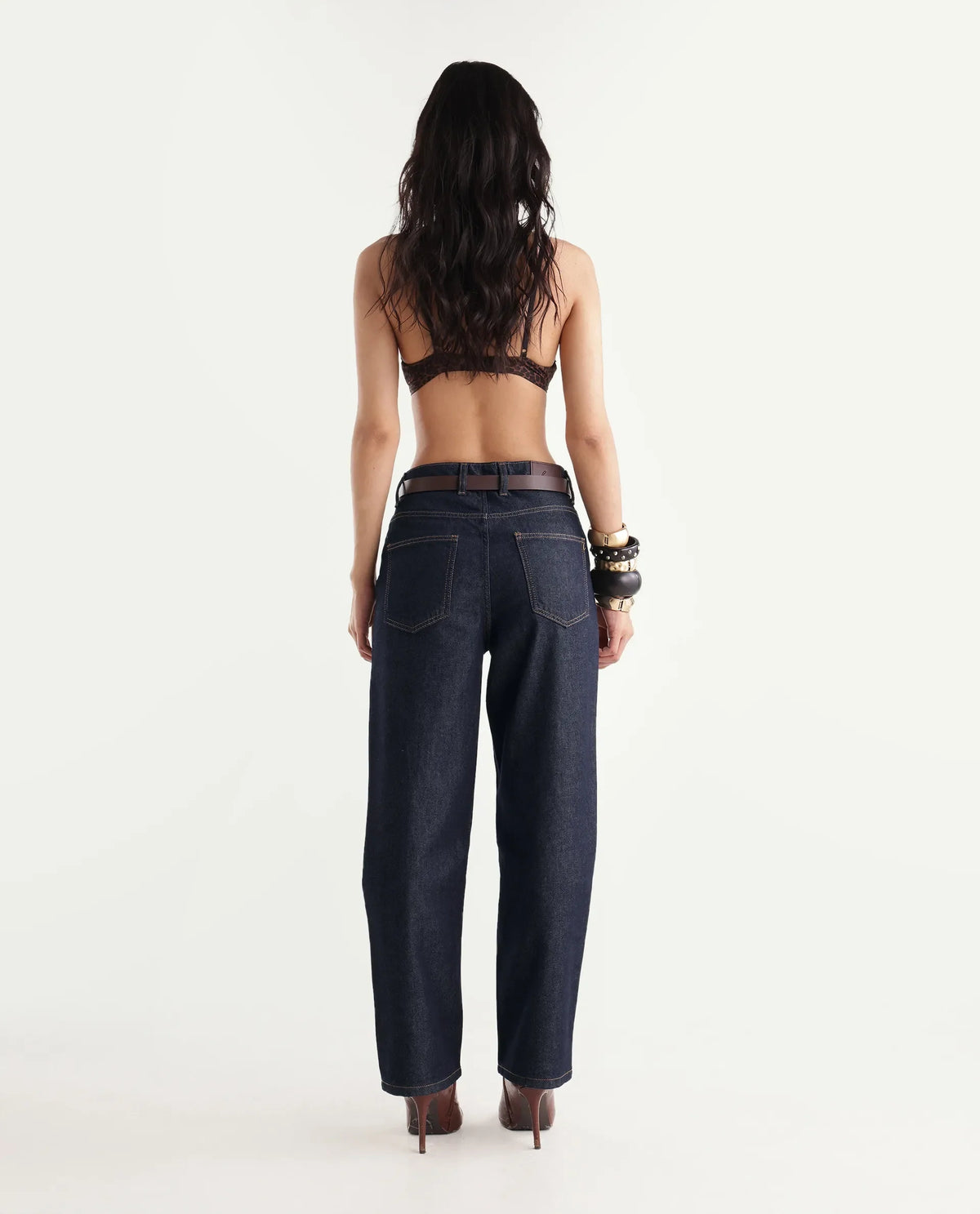 Rareism Women's Strank-1 Dark Navy Cotton Blend Shank And Zipper Ankle Straight Plain Jeans
