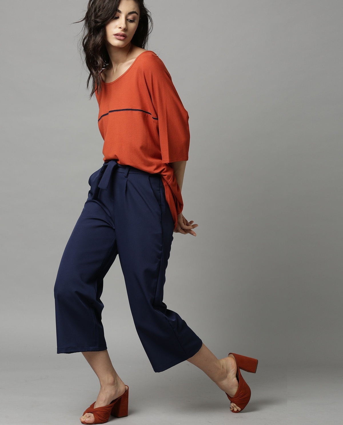 Rareism Women Tempt Navy Trousers Solid