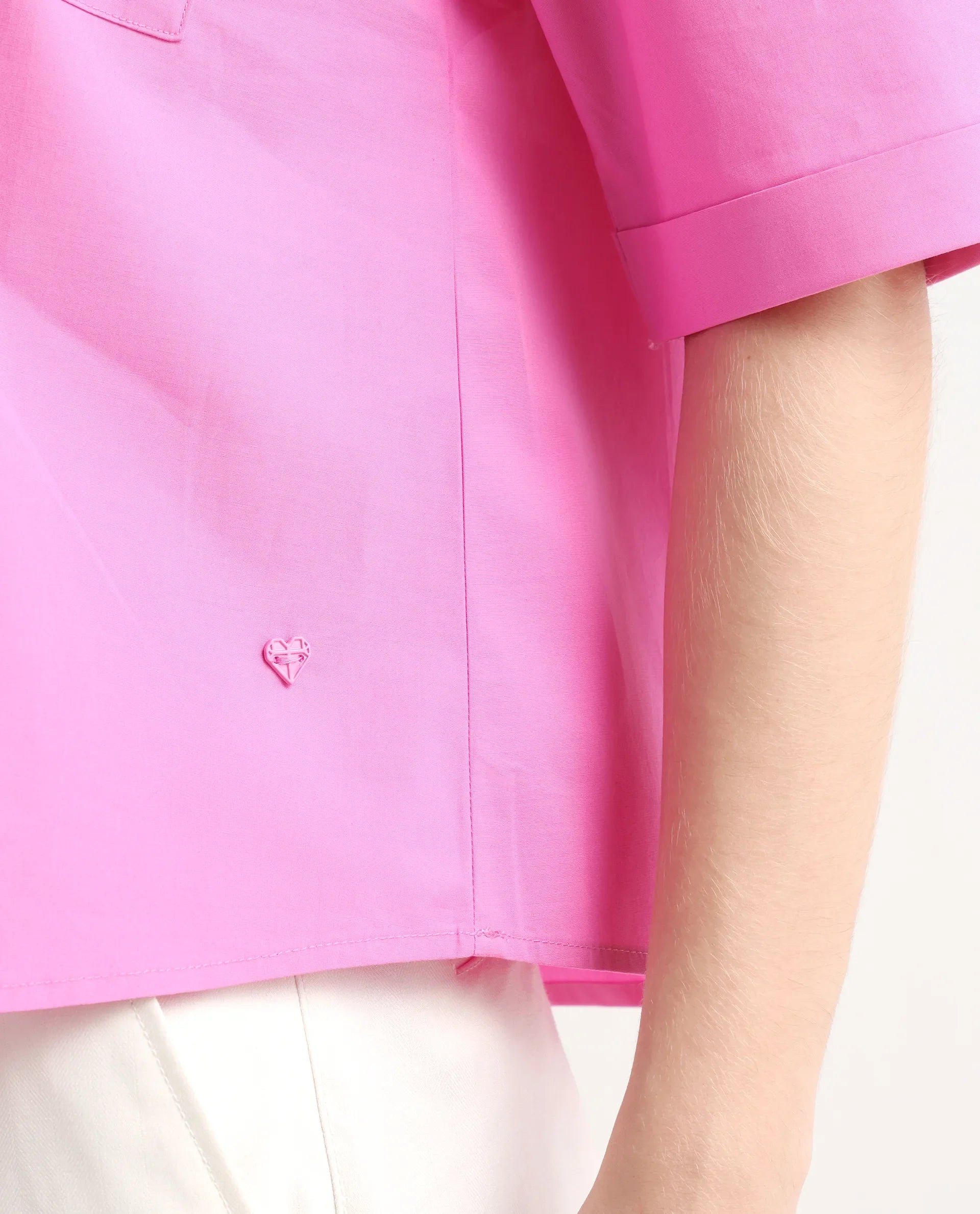 Rareism Women's Toefil Pastel Pink Cotton Spread Collar Plain Regular Fit Shirt