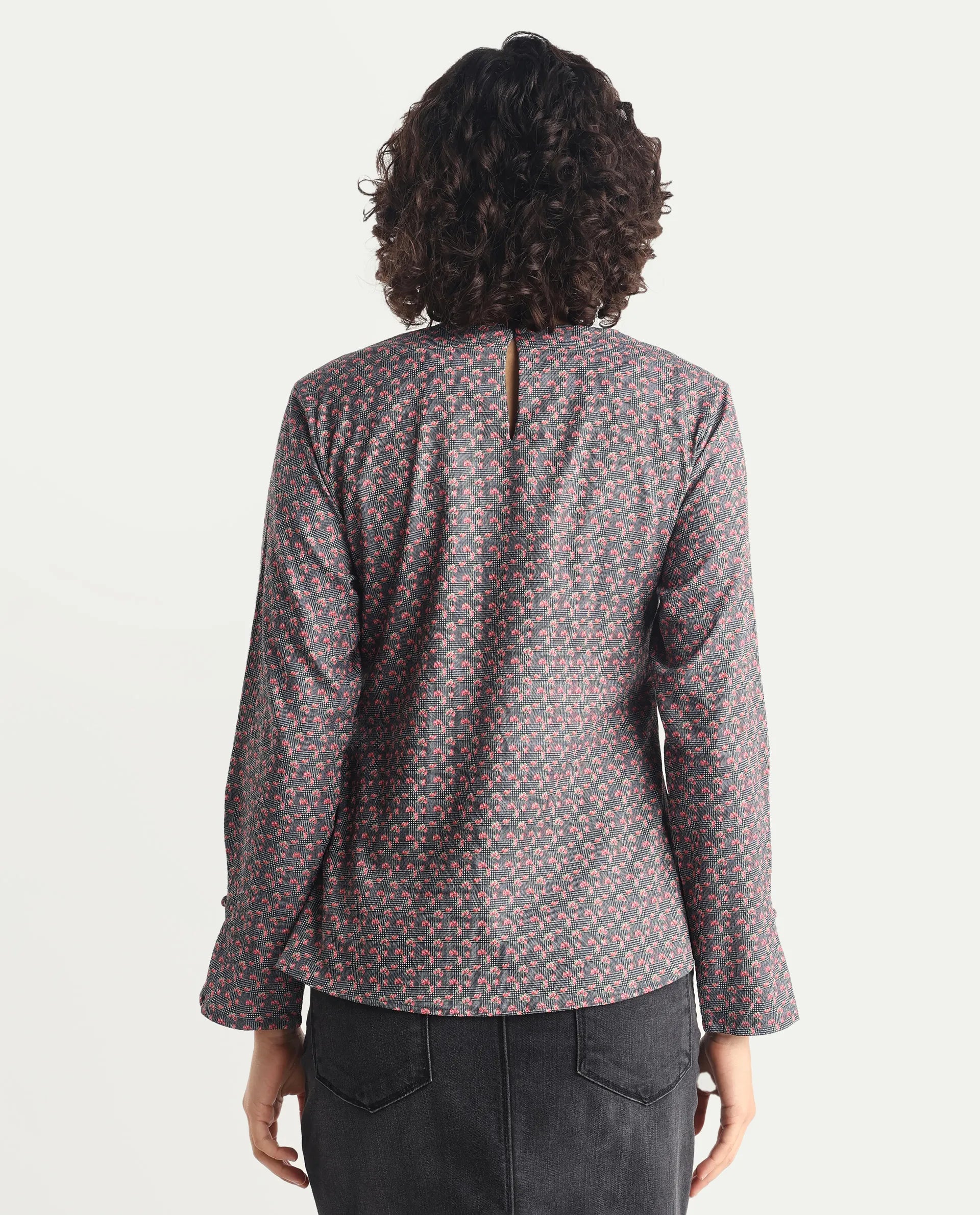 Rareism Women's Whabi Multi Cotton Blend V-Neck Floral Print Regular Fit Top