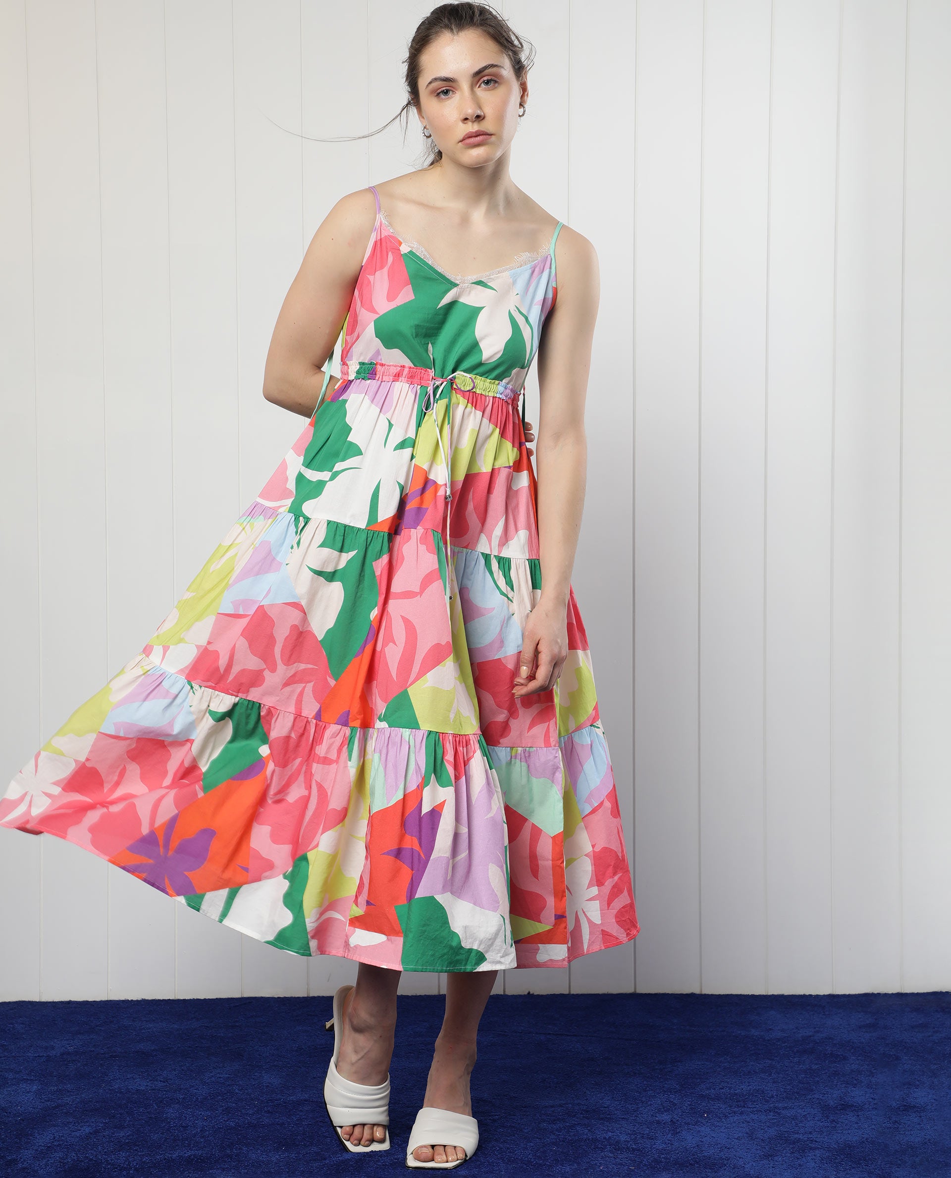 Women's Beige Floral Maxi Dress