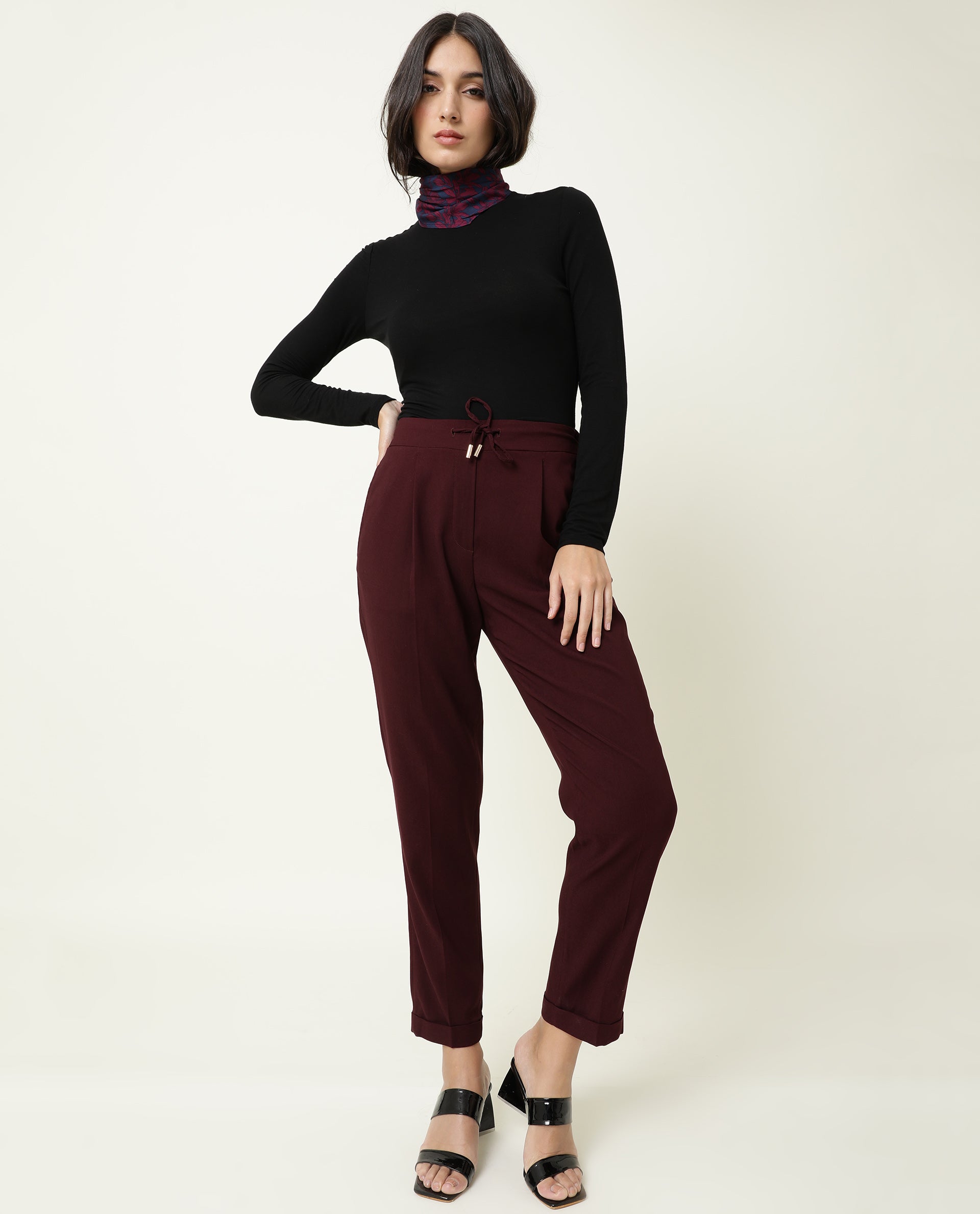 Plain Formal Girls Cotton Maroon Trouser Size 300