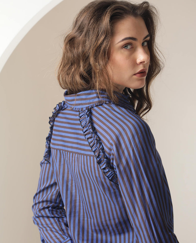 STRIPED ELEGANCE RUFFLE SHIRT